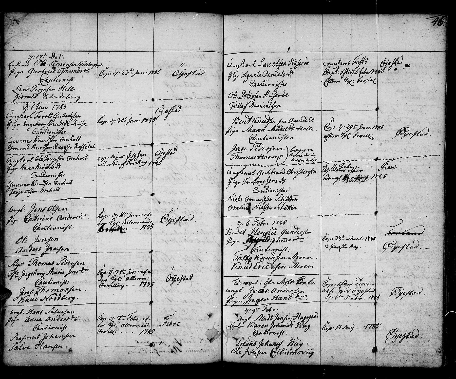 Øyestad sokneprestkontor, SAK/1111-0049/F/Fa/L0009: Parish register (official) no. A 9, 1778-1808, p. 46