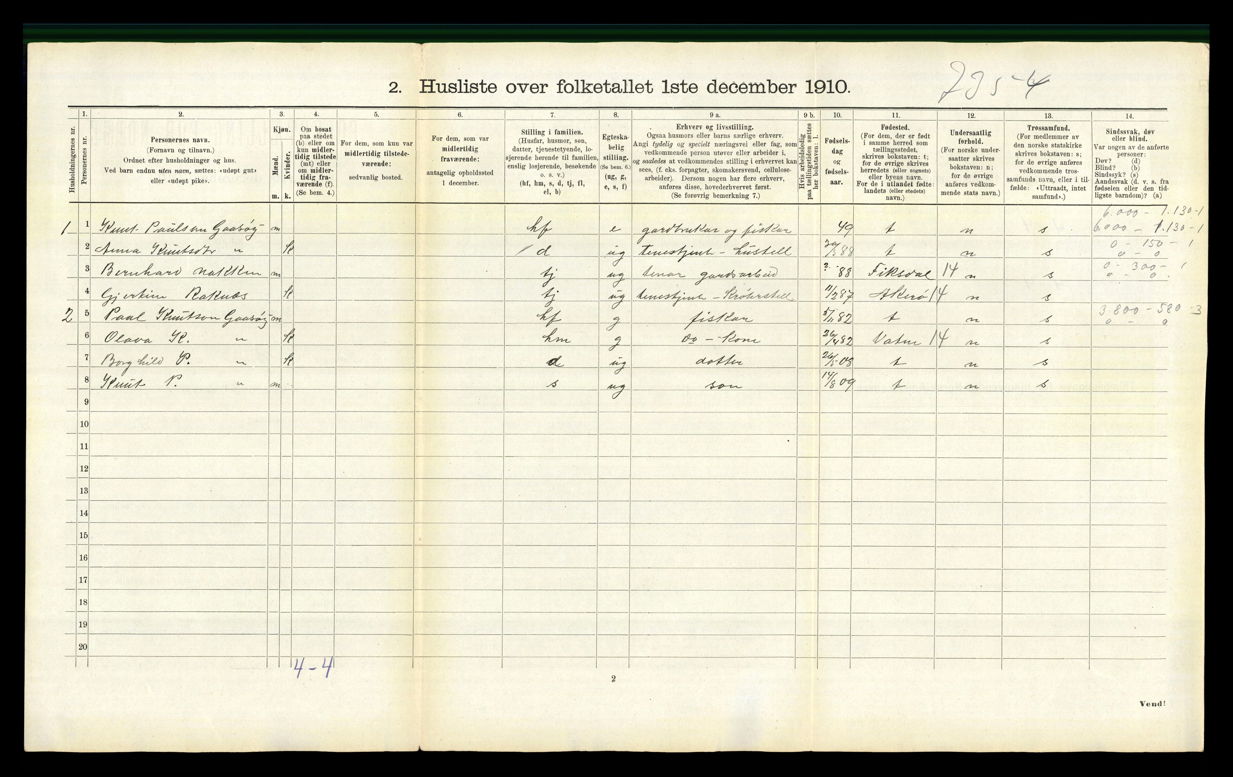 RA, 1910 census for Sandøy, 1910, p. 175