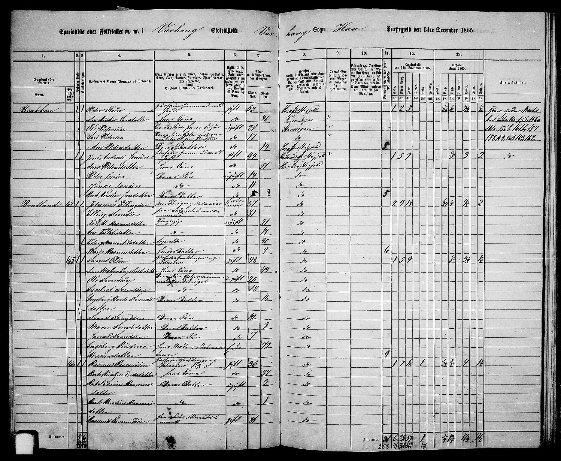 RA, 1865 census for Hå, 1865, p. 76