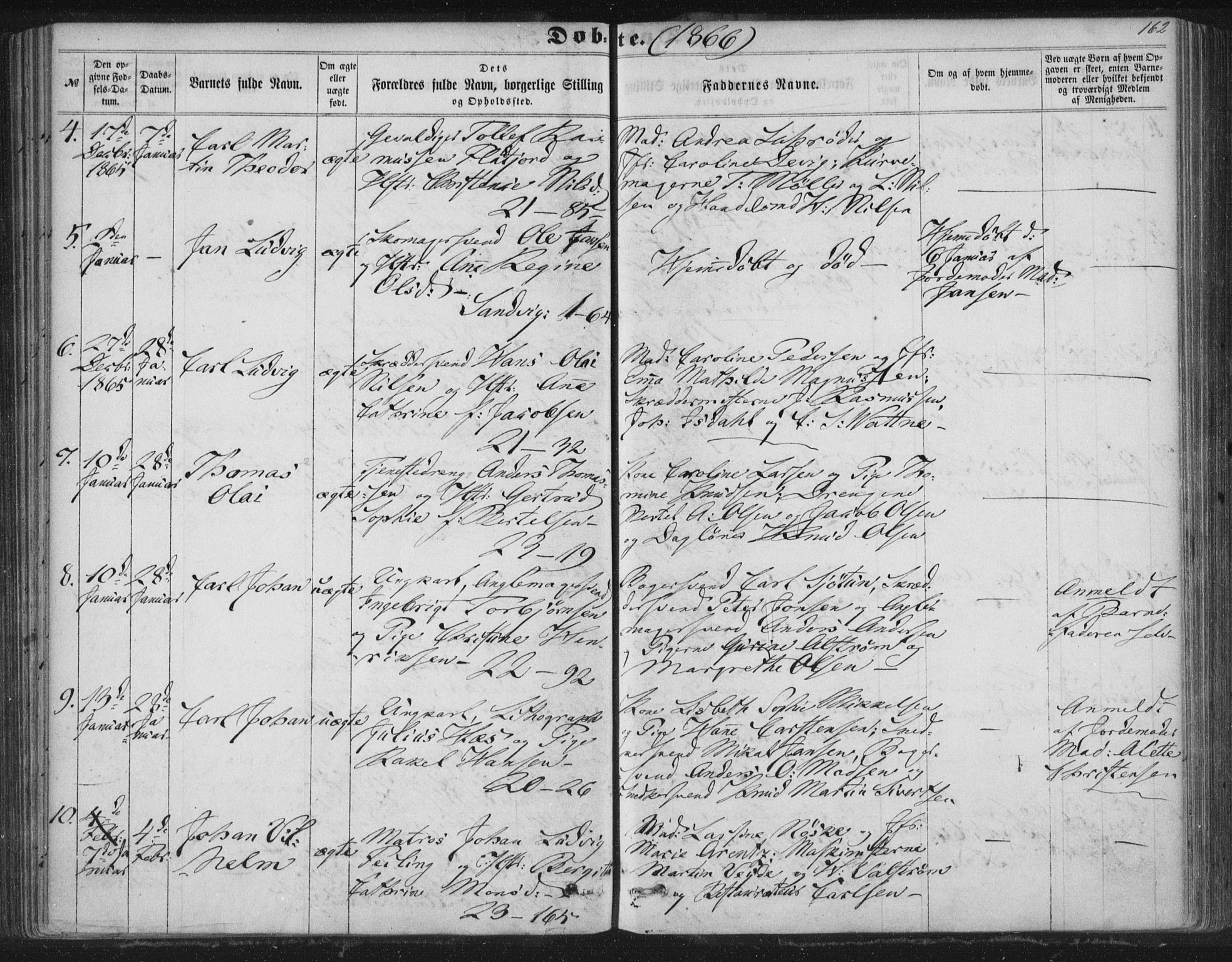 Korskirken sokneprestembete, AV/SAB-A-76101/H/Haa/L0018: Parish register (official) no. B 4, 1857-1866, p. 162