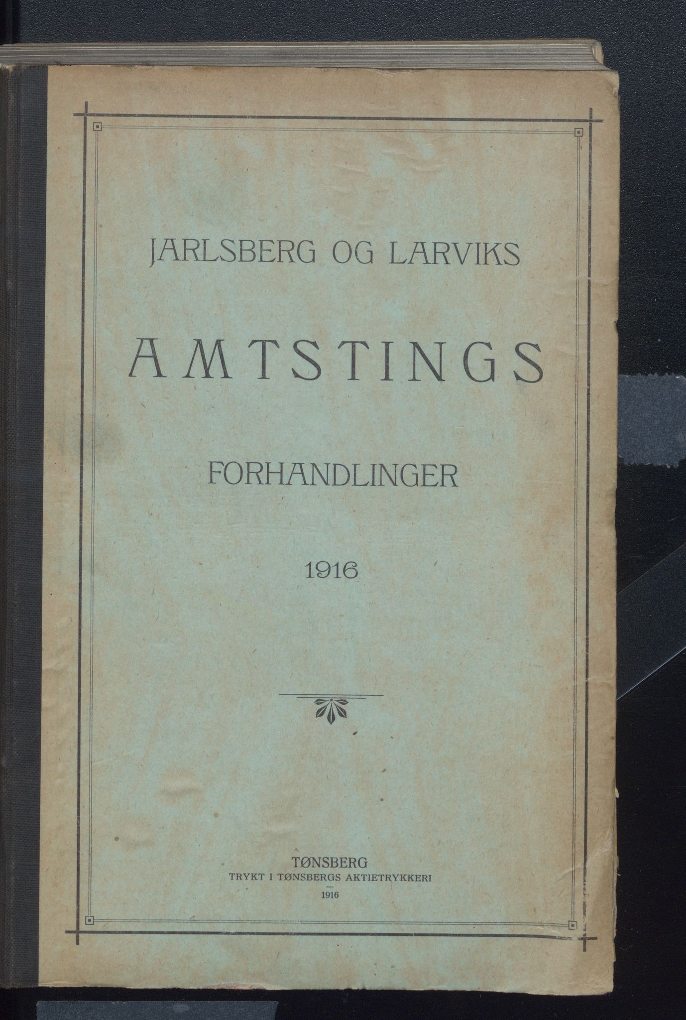 Vestfold fylkeskommune. Fylkestinget, VEMU/A-1315/A/Ab/Abb/L0063: Fylkestingsforhandlinger, 1916