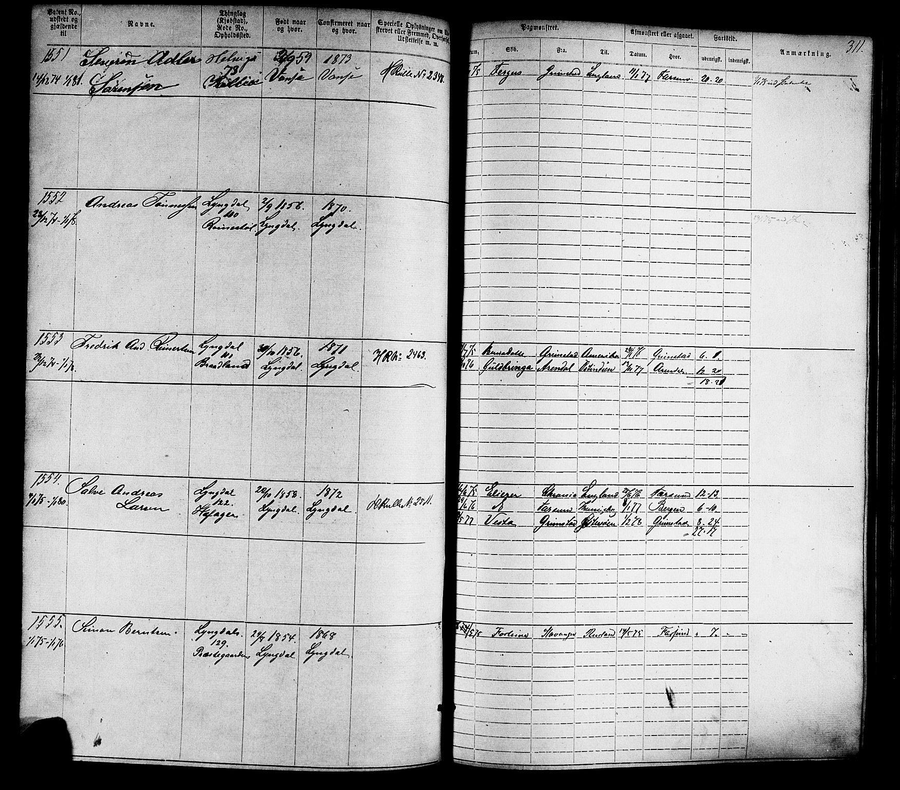 Farsund mønstringskrets, AV/SAK-2031-0017/F/Fa/L0005: Annotasjonsrulle nr 1-1910 med register, Z-2, 1869-1877, p. 341