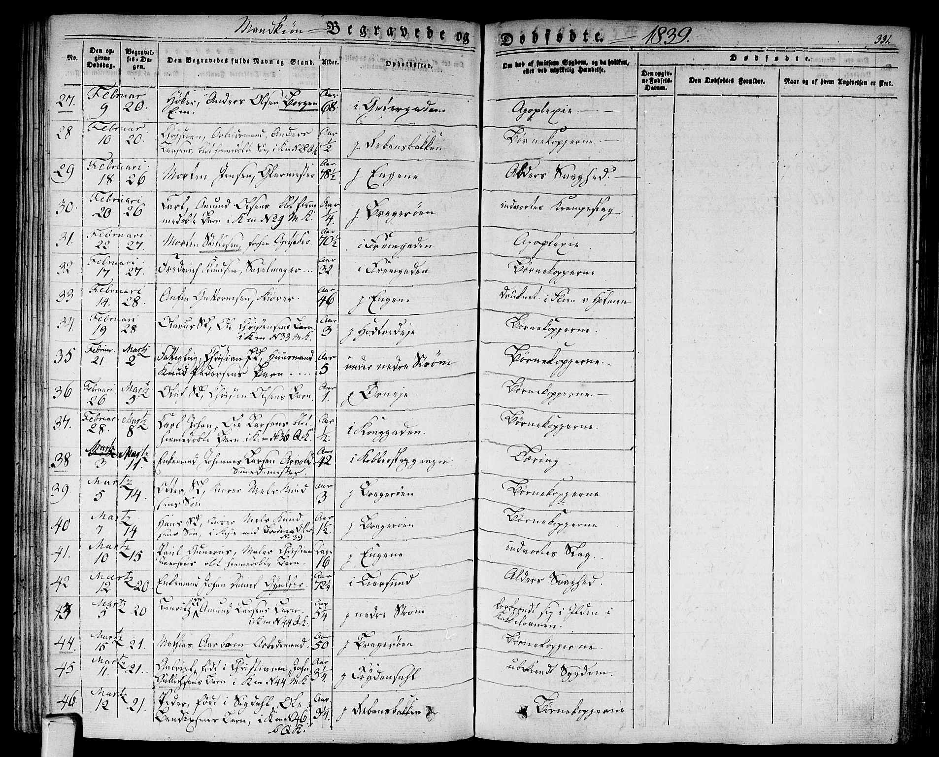 Bragernes kirkebøker, AV/SAKO-A-6/F/Fb/L0001: Parish register (official) no. II 1, 1830-1847, p. 331