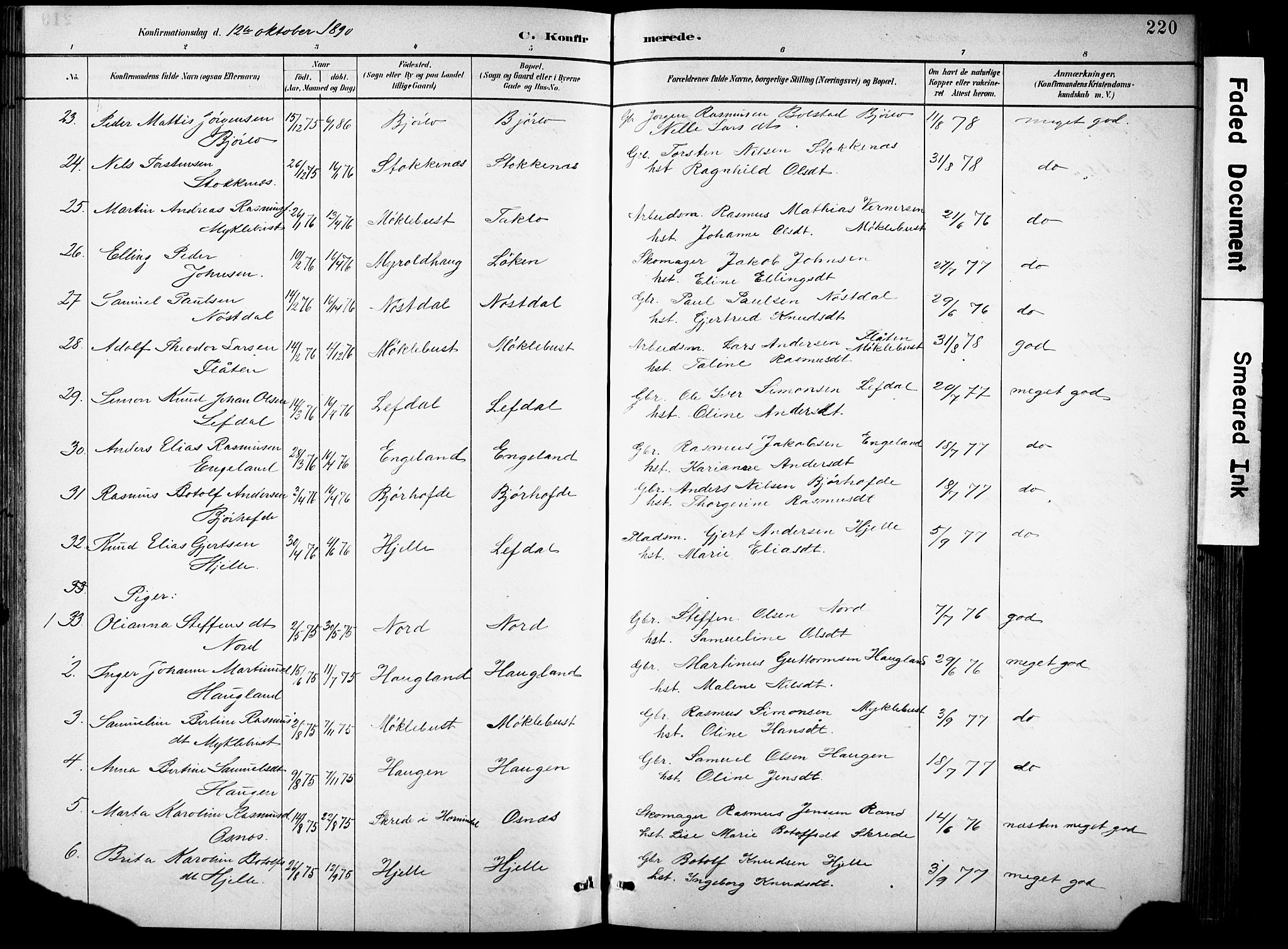 Eid sokneprestembete, AV/SAB-A-82301/H/Hab/Habb/L0002: Parish register (copy) no. B 2, 1882-1907, p. 220