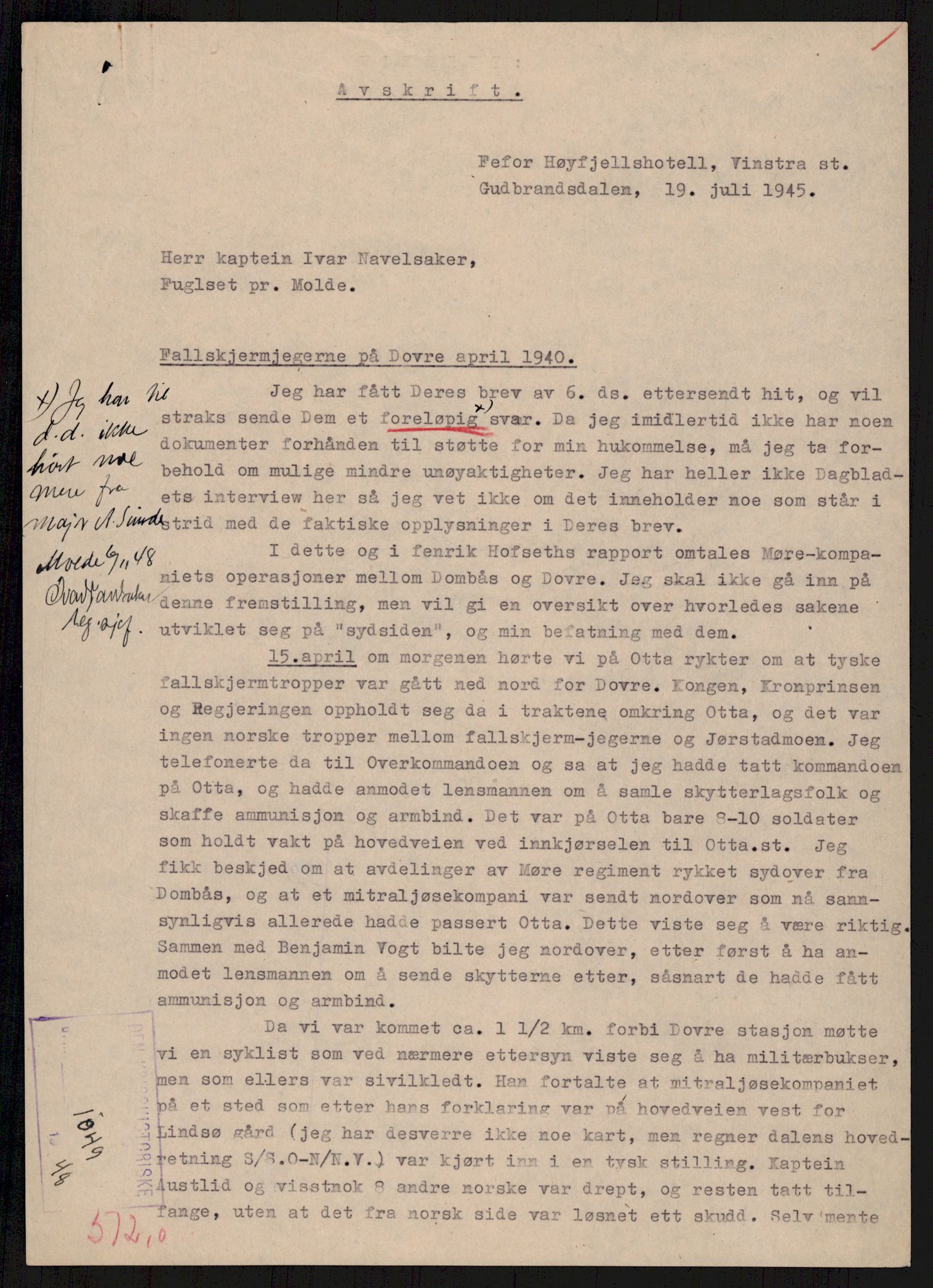 Forsvaret, Forsvarets krigshistoriske avdeling, AV/RA-RAFA-2017/Y/Yb/L0113: II-C-11-510-512  -  5. Divisjon., 1940, p. 446