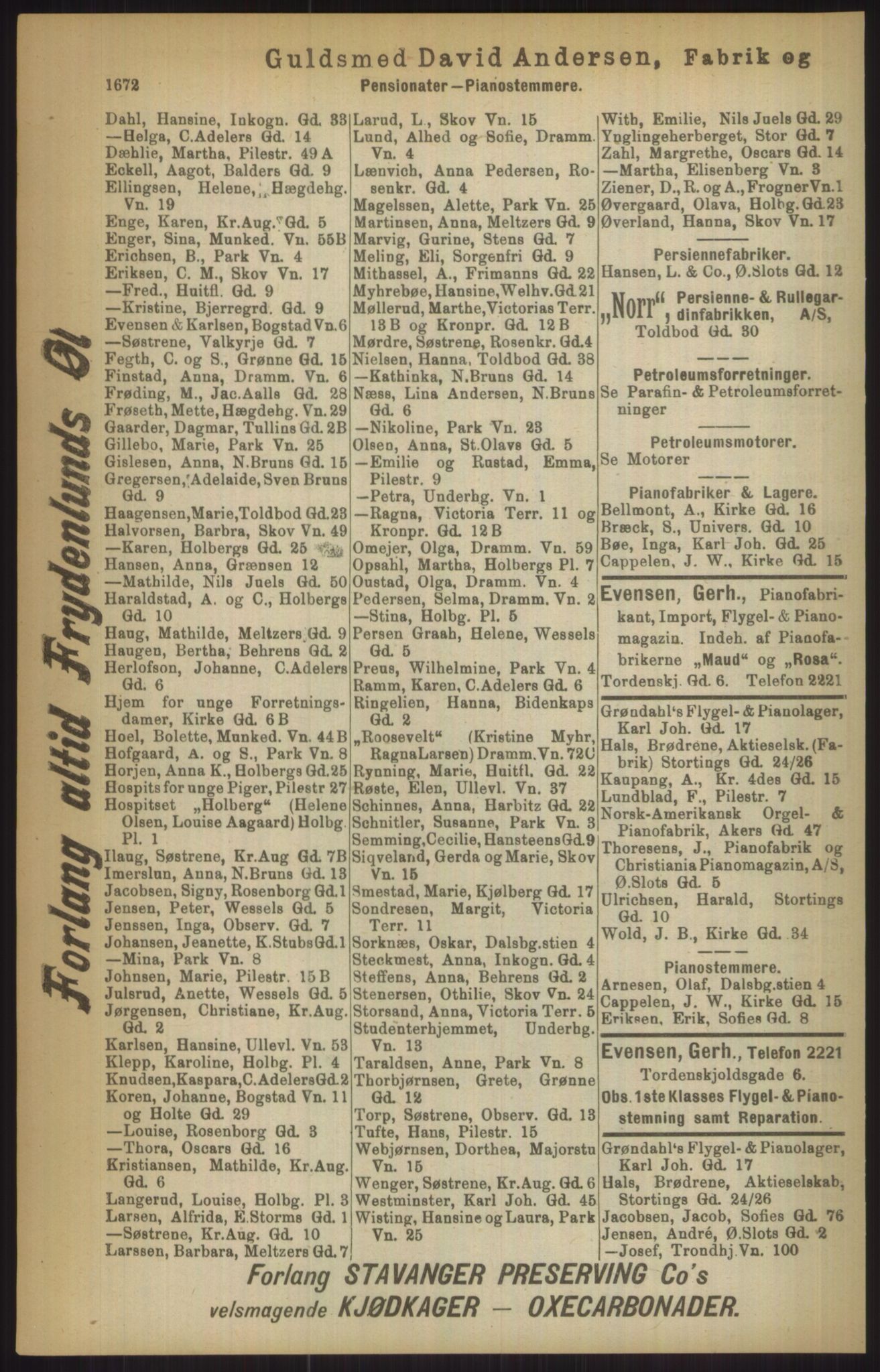 Kristiania/Oslo adressebok, PUBL/-, 1911, p. 1672