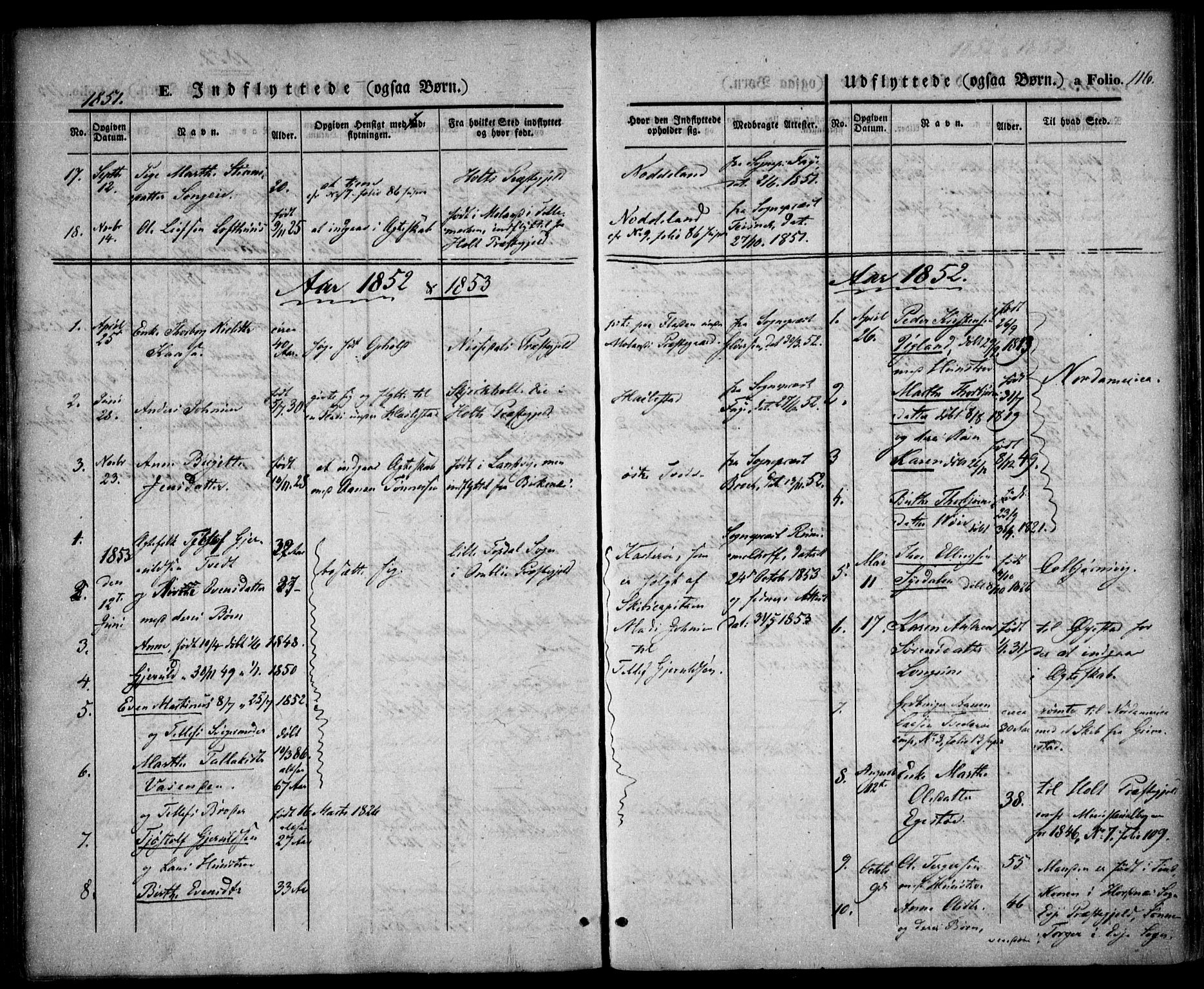 Austre Moland sokneprestkontor, SAK/1111-0001/F/Fa/Faa/L0007: Parish register (official) no. A 7, 1847-1857, p. 116