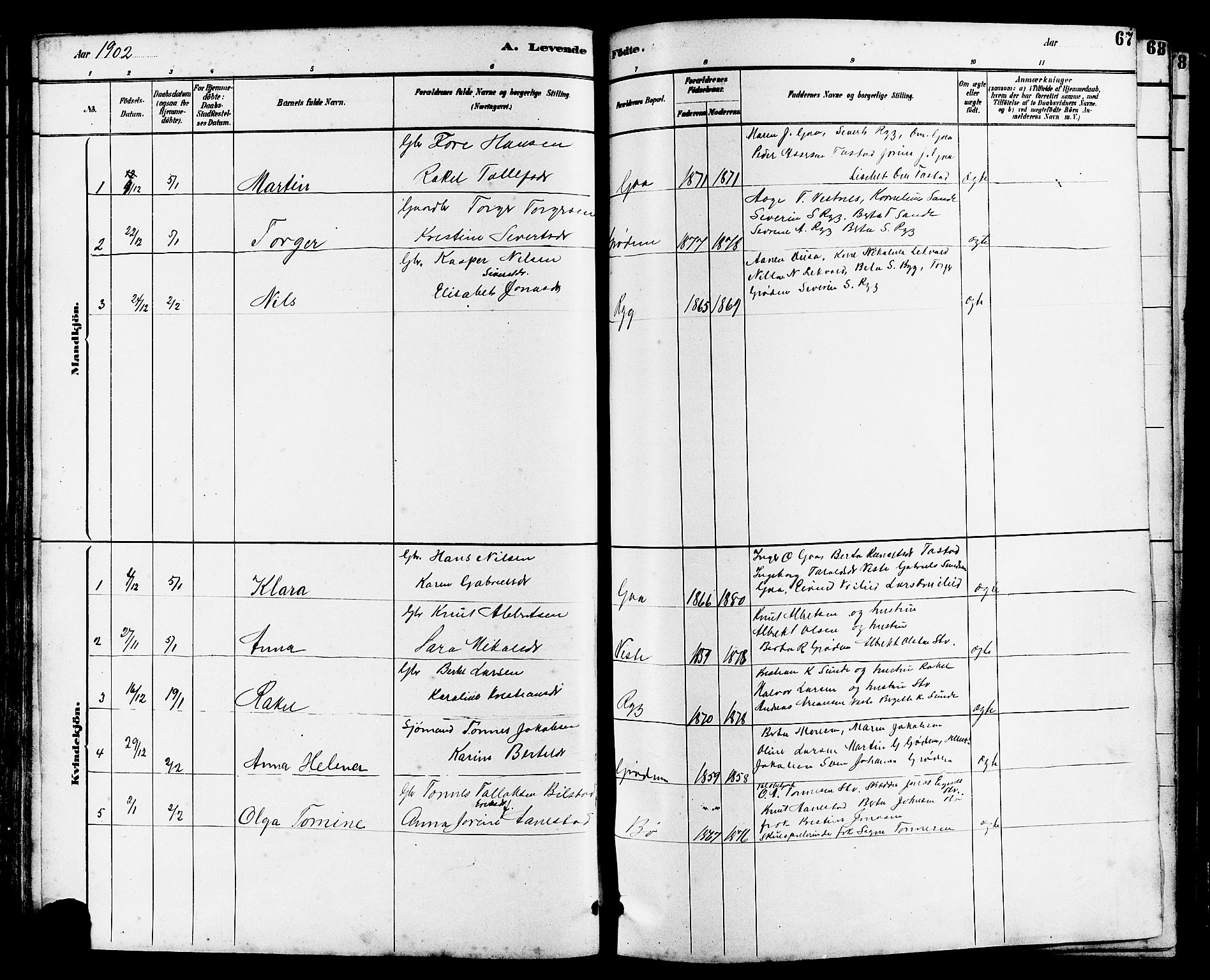 Hetland sokneprestkontor, SAST/A-101826/30/30BB/L0006: Parish register (copy) no. B 6, 1878-1921, p. 67