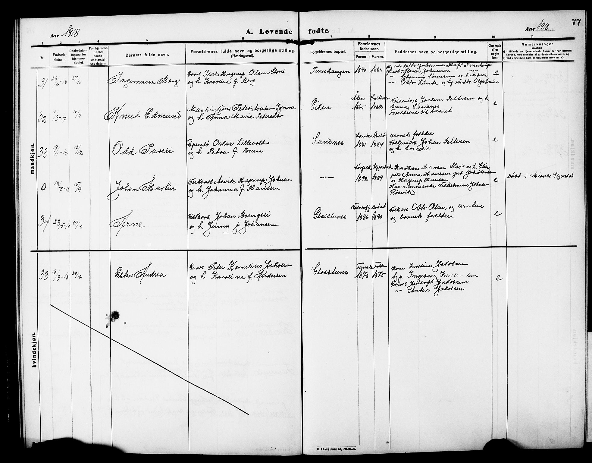 Ministerialprotokoller, klokkerbøker og fødselsregistre - Nordland, AV/SAT-A-1459/850/L0710: Parish register (official) no. 850A02, 1910-1920, p. 77