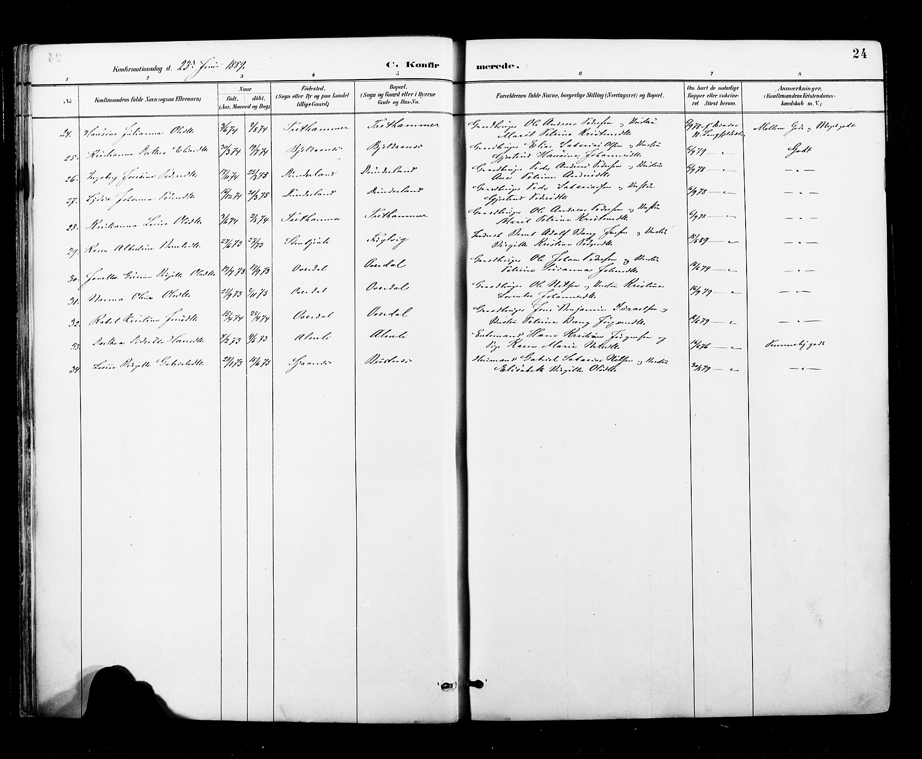 Ministerialprotokoller, klokkerbøker og fødselsregistre - Nordland, AV/SAT-A-1459/827/L0401: Parish register (official) no. 827A13, 1887-1905, p. 24