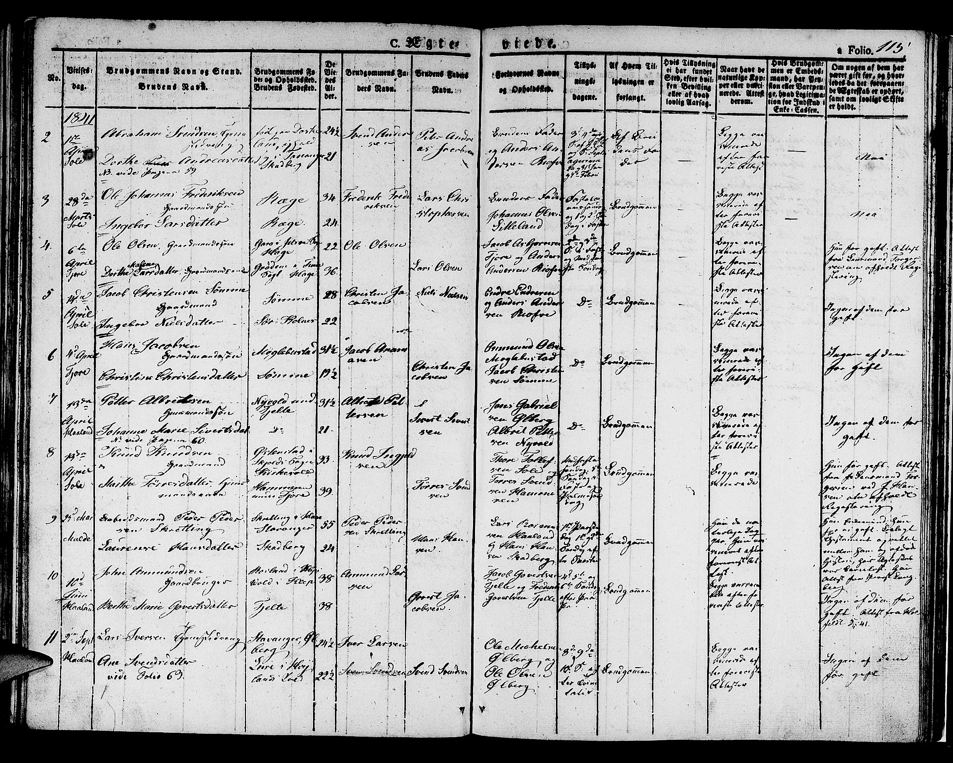 Håland sokneprestkontor, AV/SAST-A-101802/001/30BA/L0005: Parish register (official) no. A 5, 1829-1841, p. 115