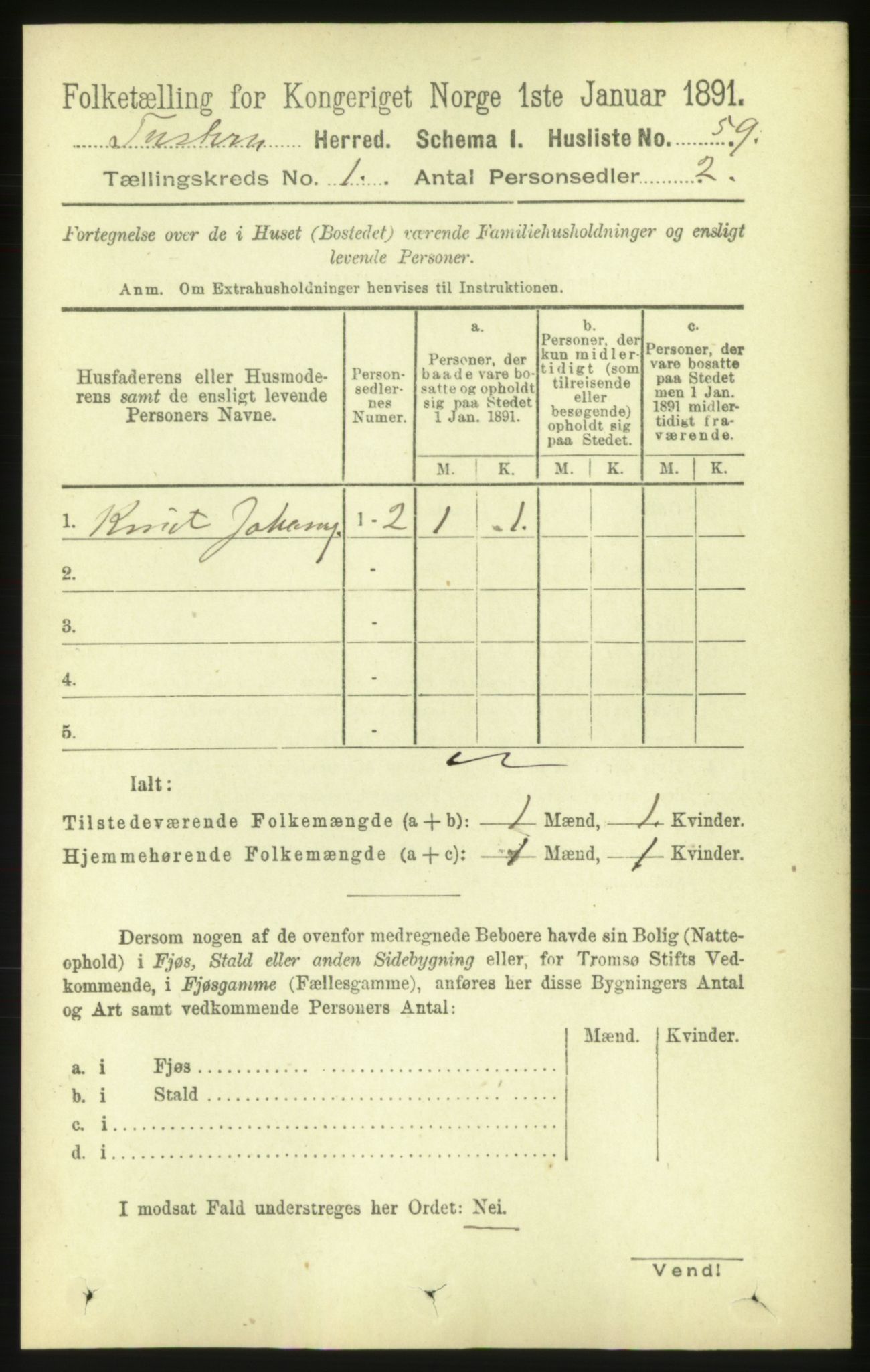 RA, 1891 census for 1572 Tustna, 1891, p. 79