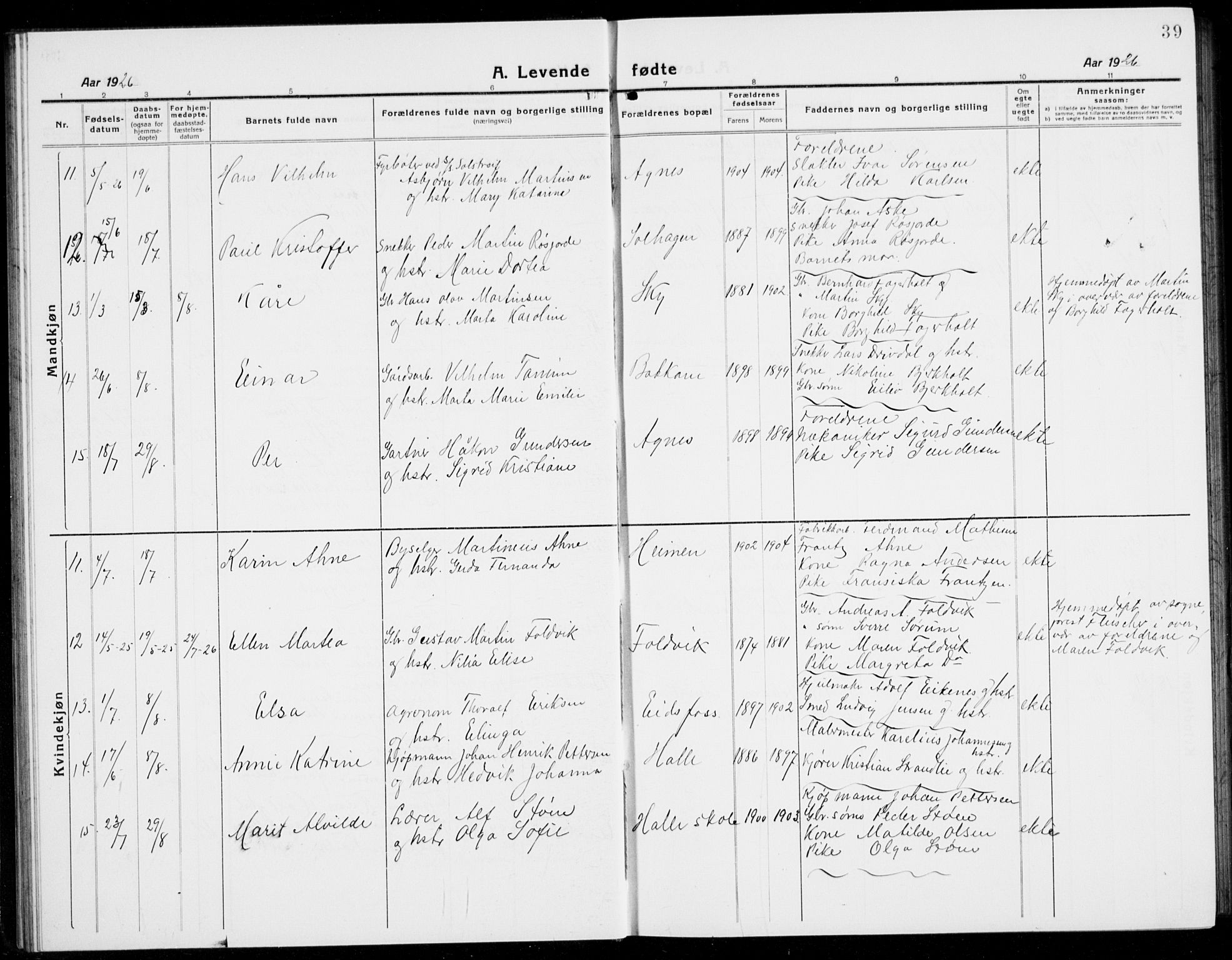 Brunlanes kirkebøker, AV/SAKO-A-342/G/Ga/L0005: Parish register (copy) no. I 5, 1918-1941, p. 39