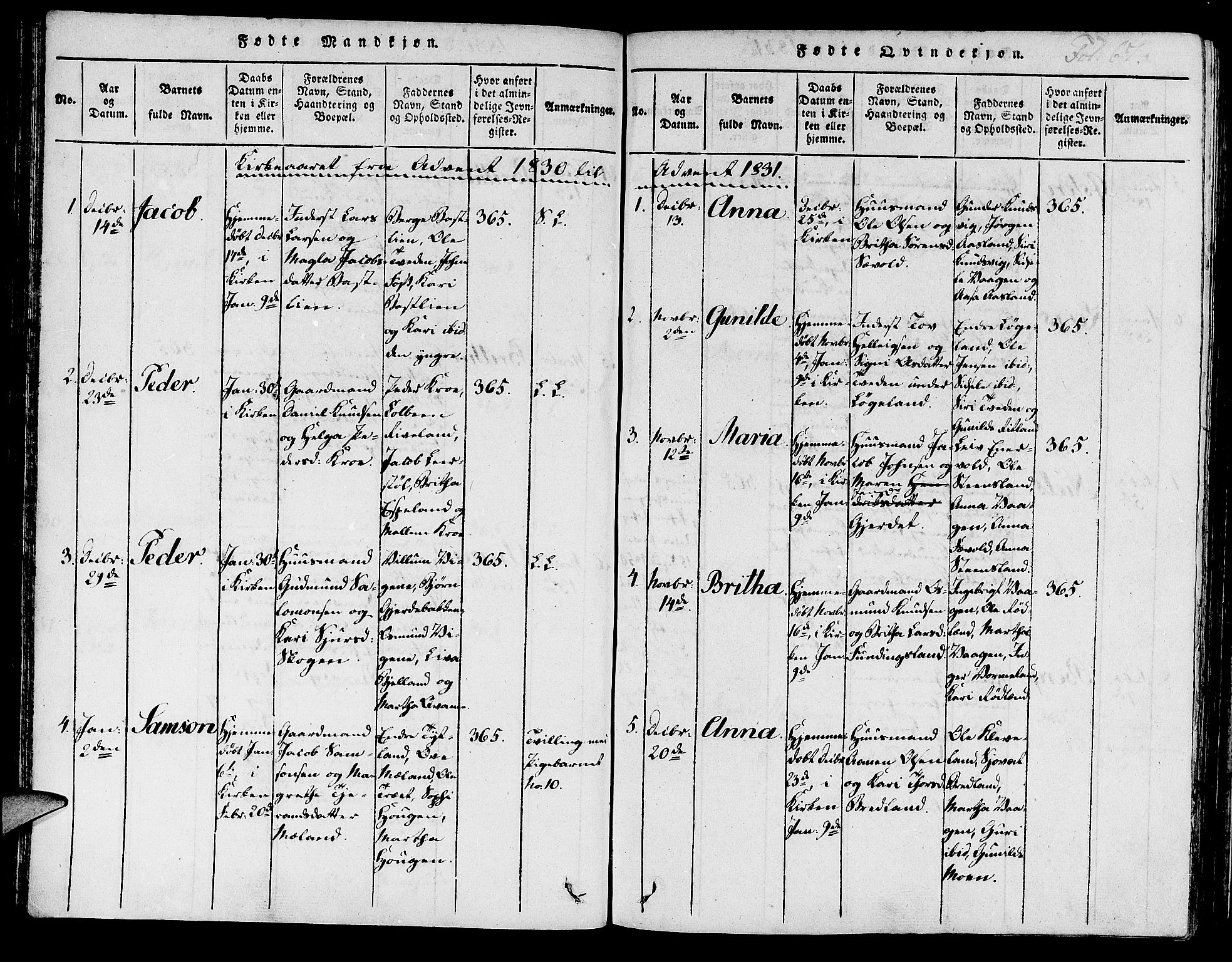 Hjelmeland sokneprestkontor, AV/SAST-A-101843/01/IV/L0003: Parish register (official) no. A 3, 1816-1834, p. 67