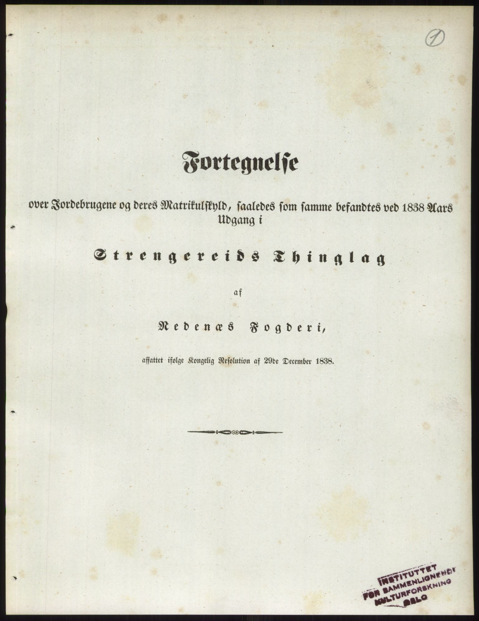 Andre publikasjoner, PUBL/PUBL-999/0002/0008: Bind 8 - Nedenes amt, 1838, p. 2