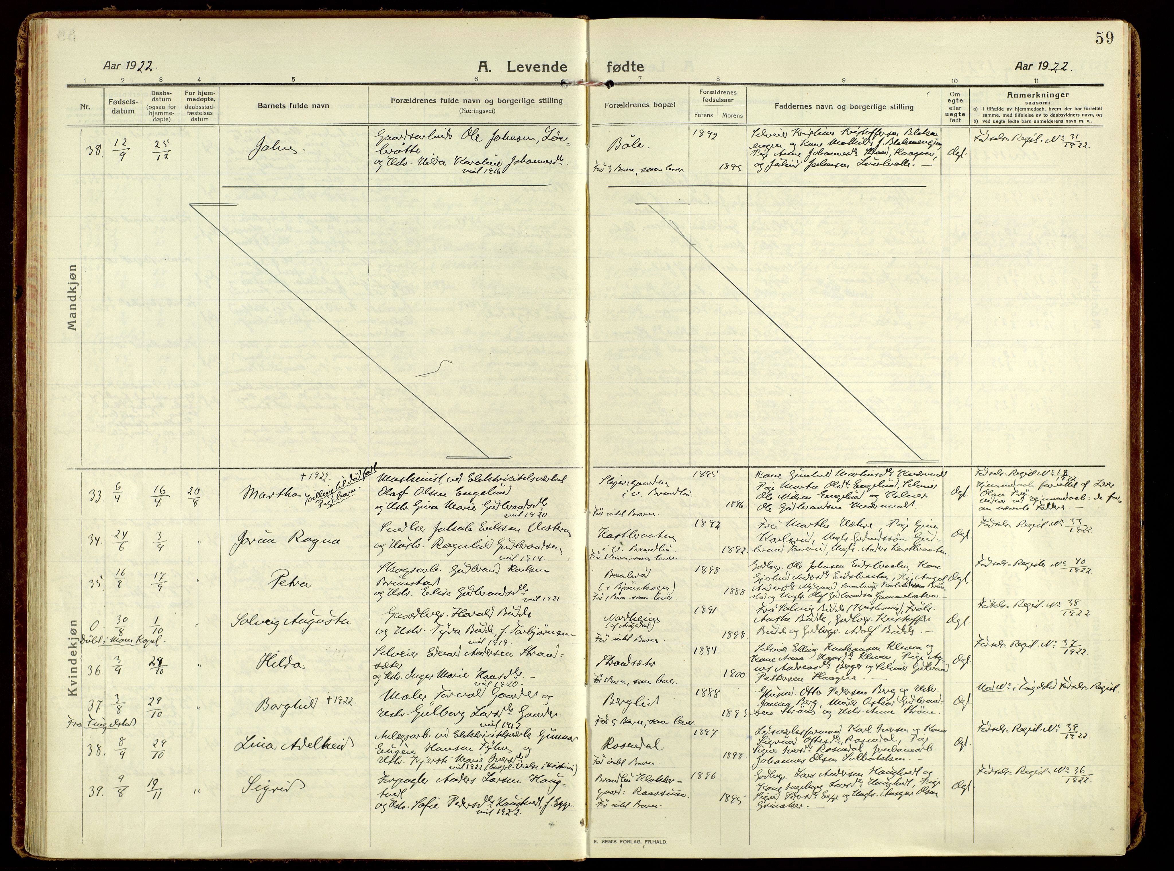 Brandbu prestekontor, AV/SAH-PREST-114/H/Ha/Haa/L0004: Parish register (official) no. 4, 1913-1923, p. 59