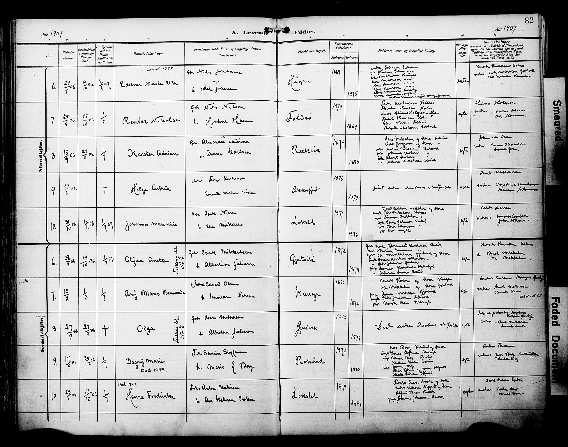 Skjervøy sokneprestkontor, AV/SATØ-S-1300/H/Ha/Haa/L0015kirke: Parish register (official) no. 15, 1899-1909, p. 82