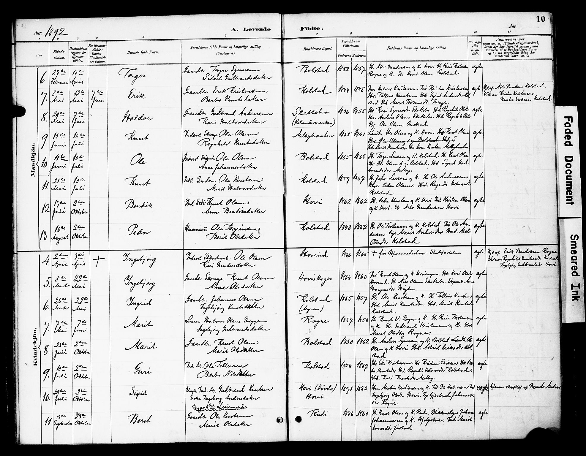 Øystre Slidre prestekontor, AV/SAH-PREST-138/H/Ha/Haa/L0003: Parish register (official) no. 3, 1887-1910, p. 10