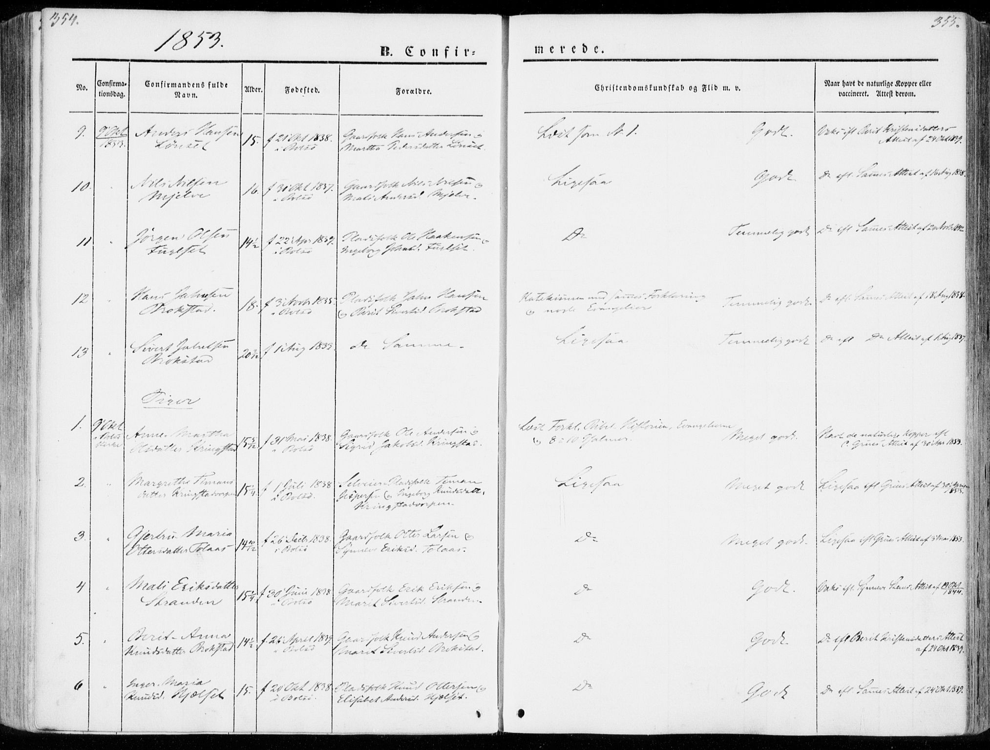 Ministerialprotokoller, klokkerbøker og fødselsregistre - Møre og Romsdal, AV/SAT-A-1454/555/L0653: Parish register (official) no. 555A04, 1843-1869, p. 354-355