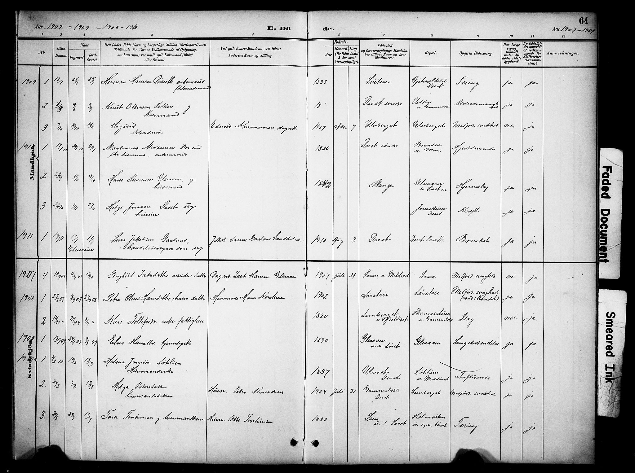 Åmot prestekontor, Hedmark, AV/SAH-PREST-056/H/Ha/Hab/L0013: Parish register (copy) no. 13, 1895-1910, p. 64