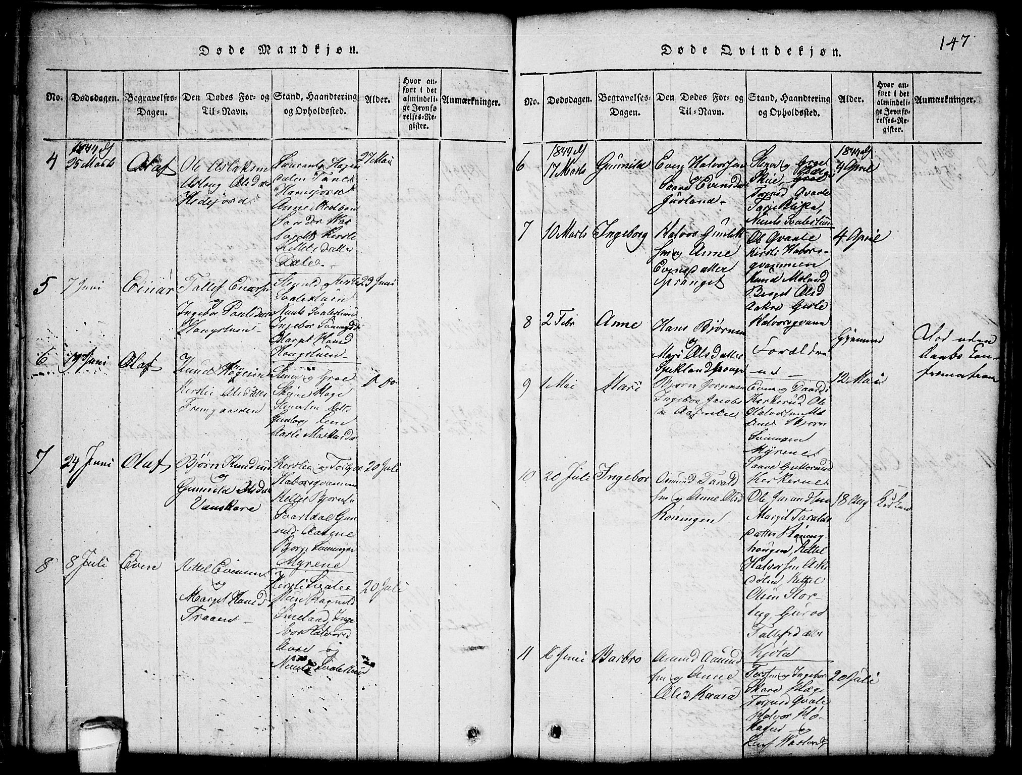 Seljord kirkebøker, SAKO/A-20/G/Gb/L0002: Parish register (copy) no. II 2, 1815-1854, p. 147