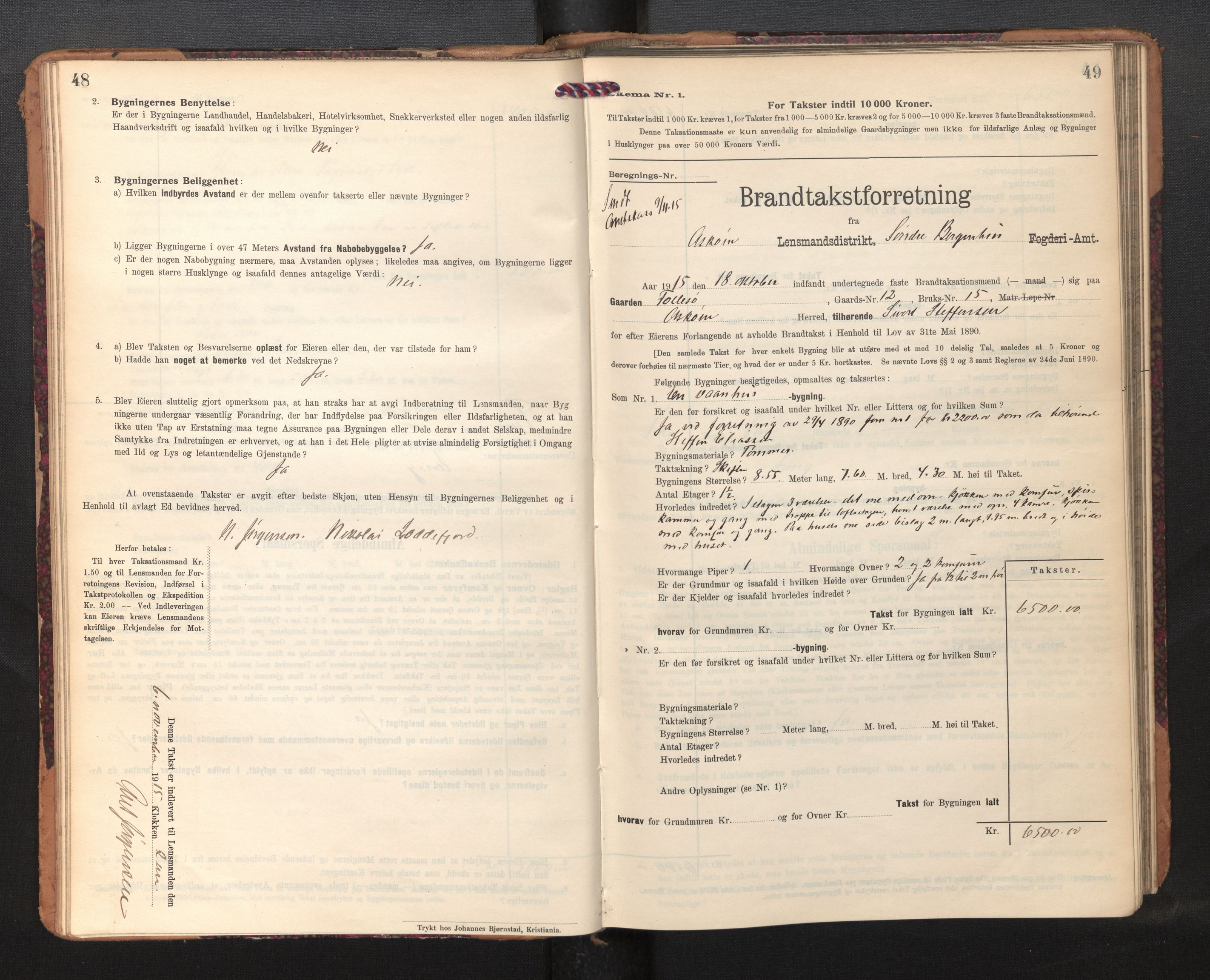 Lensmannen i Askøy, SAB/A-31001/0012/L0007: Branntakstprotokoll, skjematakst, 1910-1919, p. 48-49