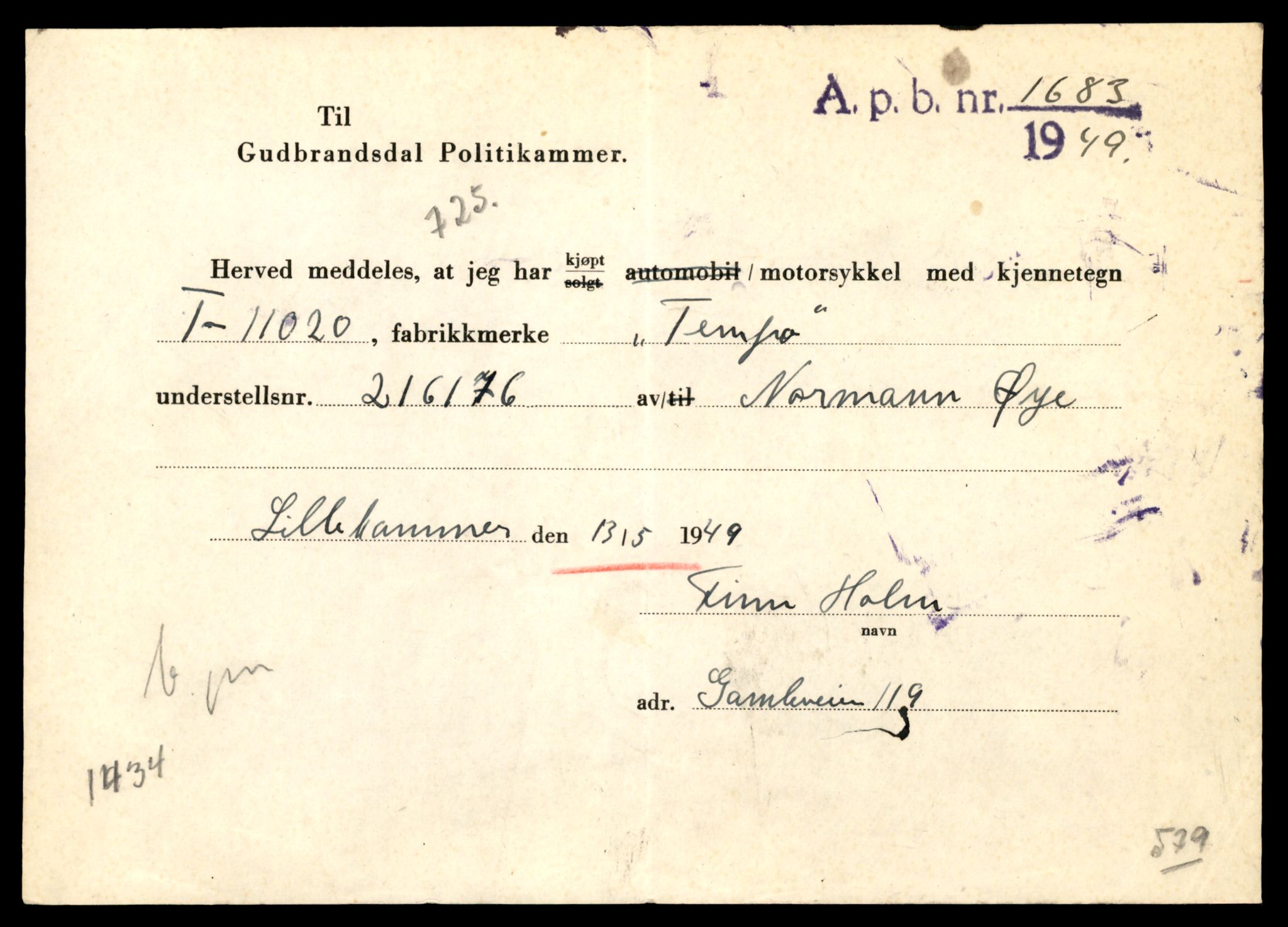 Møre og Romsdal vegkontor - Ålesund trafikkstasjon, AV/SAT-A-4099/F/Fe/L0025: Registreringskort for kjøretøy T 10931 - T 11045, 1927-1998, p. 2361