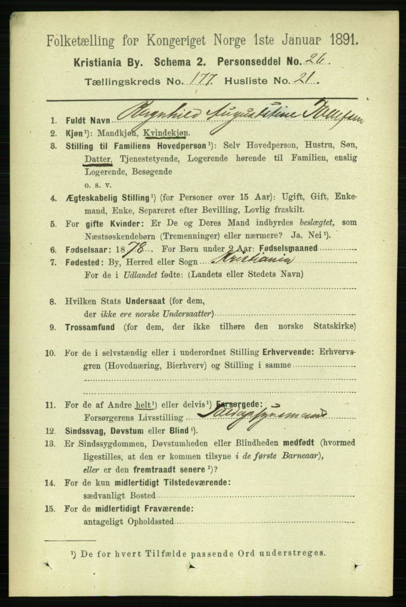 RA, 1891 census for 0301 Kristiania, 1891, p. 106852