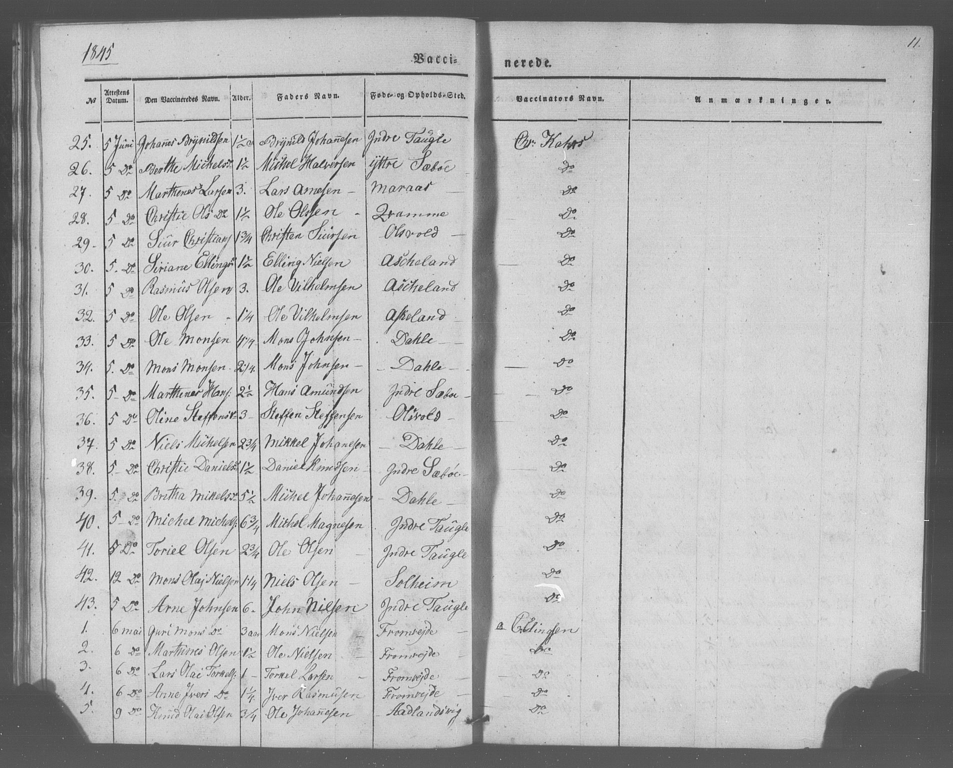 Manger sokneprestembete, AV/SAB-A-76801/H/Haa: Parish register (official) no. A 10, 1844-1859, p. 11