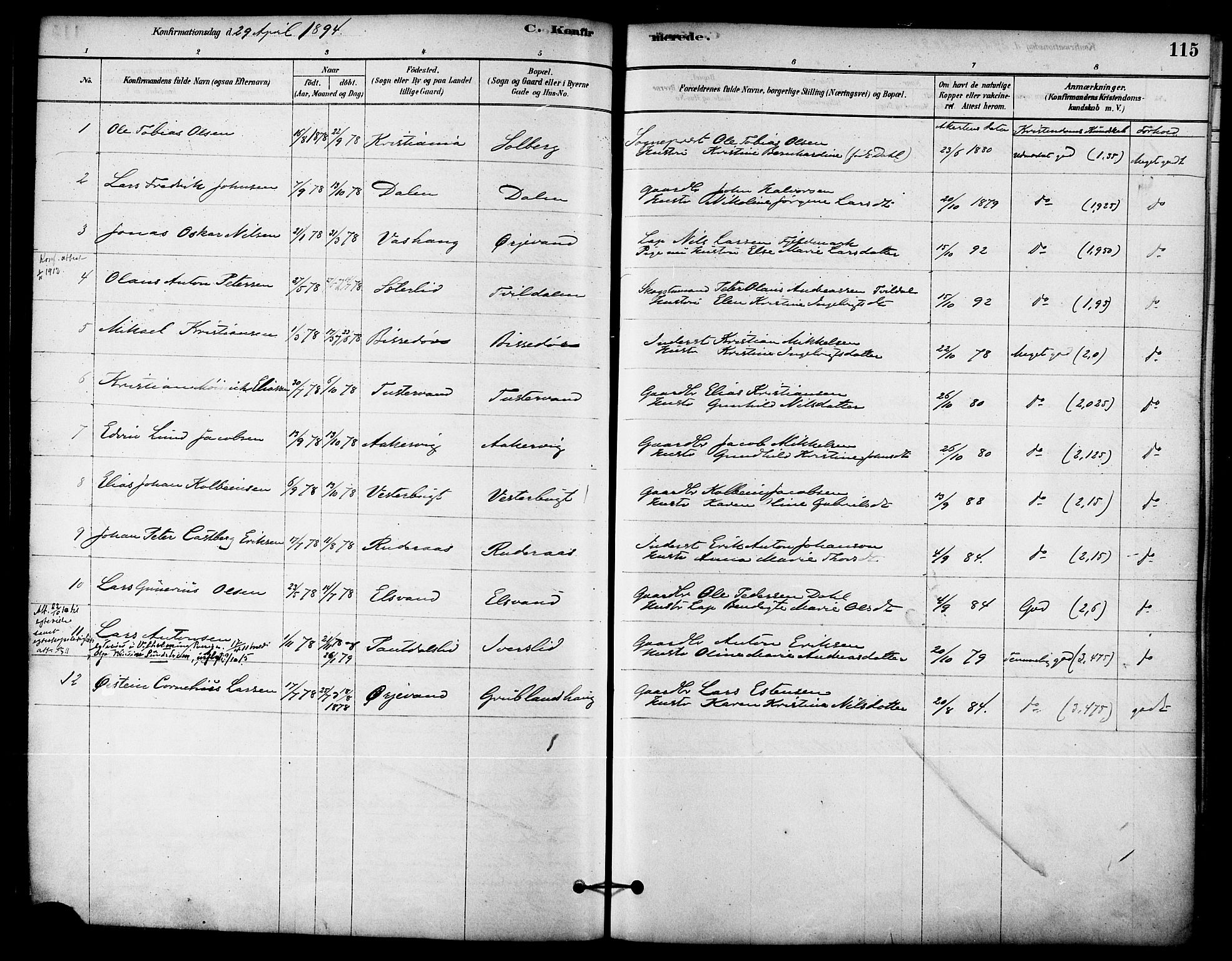 Ministerialprotokoller, klokkerbøker og fødselsregistre - Nordland, AV/SAT-A-1459/823/L0325: Parish register (official) no. 823A02, 1878-1898, p. 115