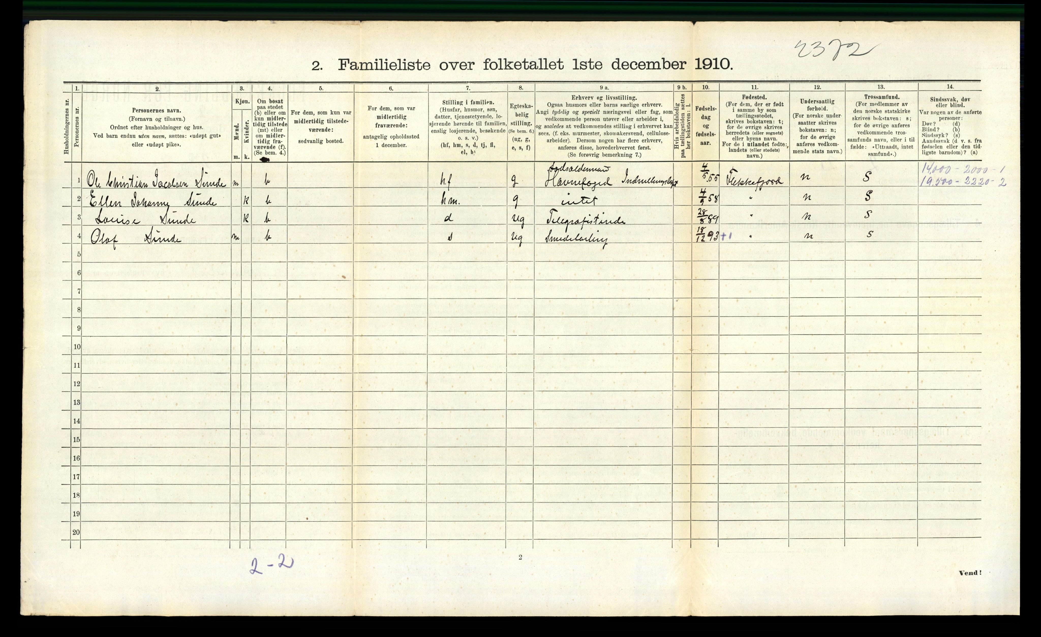 RA, 1910 census for Flekkefjord, 1910, p. 1581