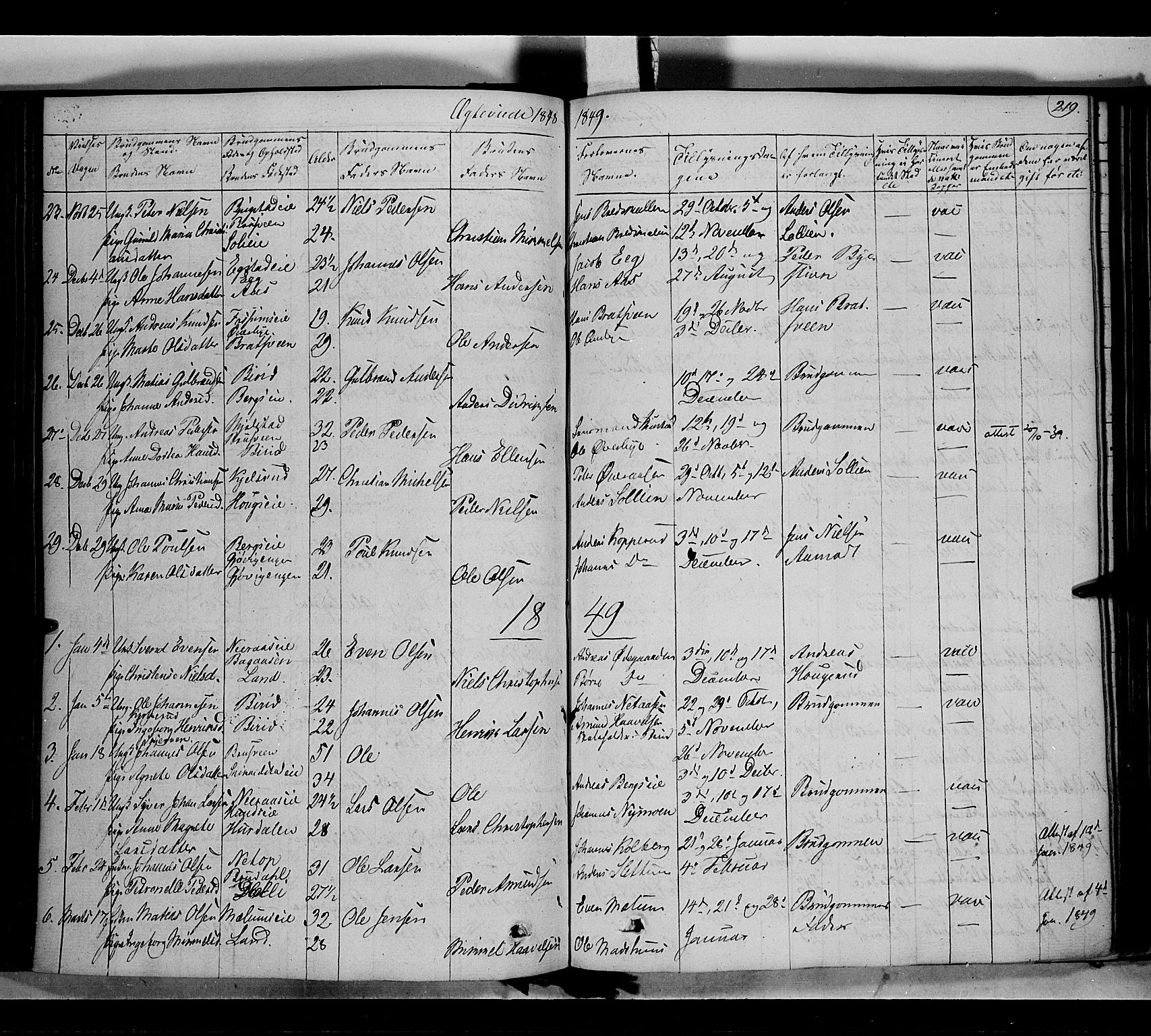 Vardal prestekontor, SAH/PREST-100/H/Ha/Haa/L0005: Parish register (official) no. 5, 1831-1853, p. 219