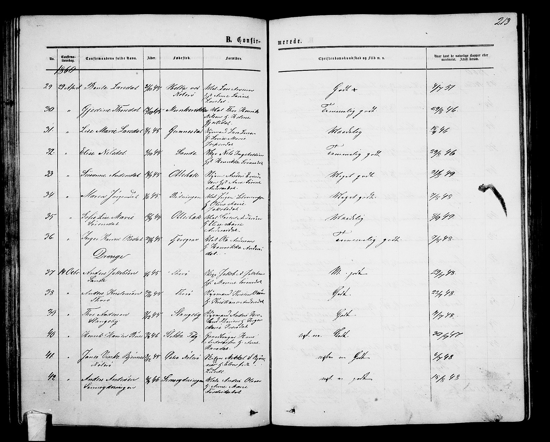 Nøtterøy kirkebøker, AV/SAKO-A-354/G/Ga/L0002: Parish register (copy) no. I 2, 1860-1877, p. 213