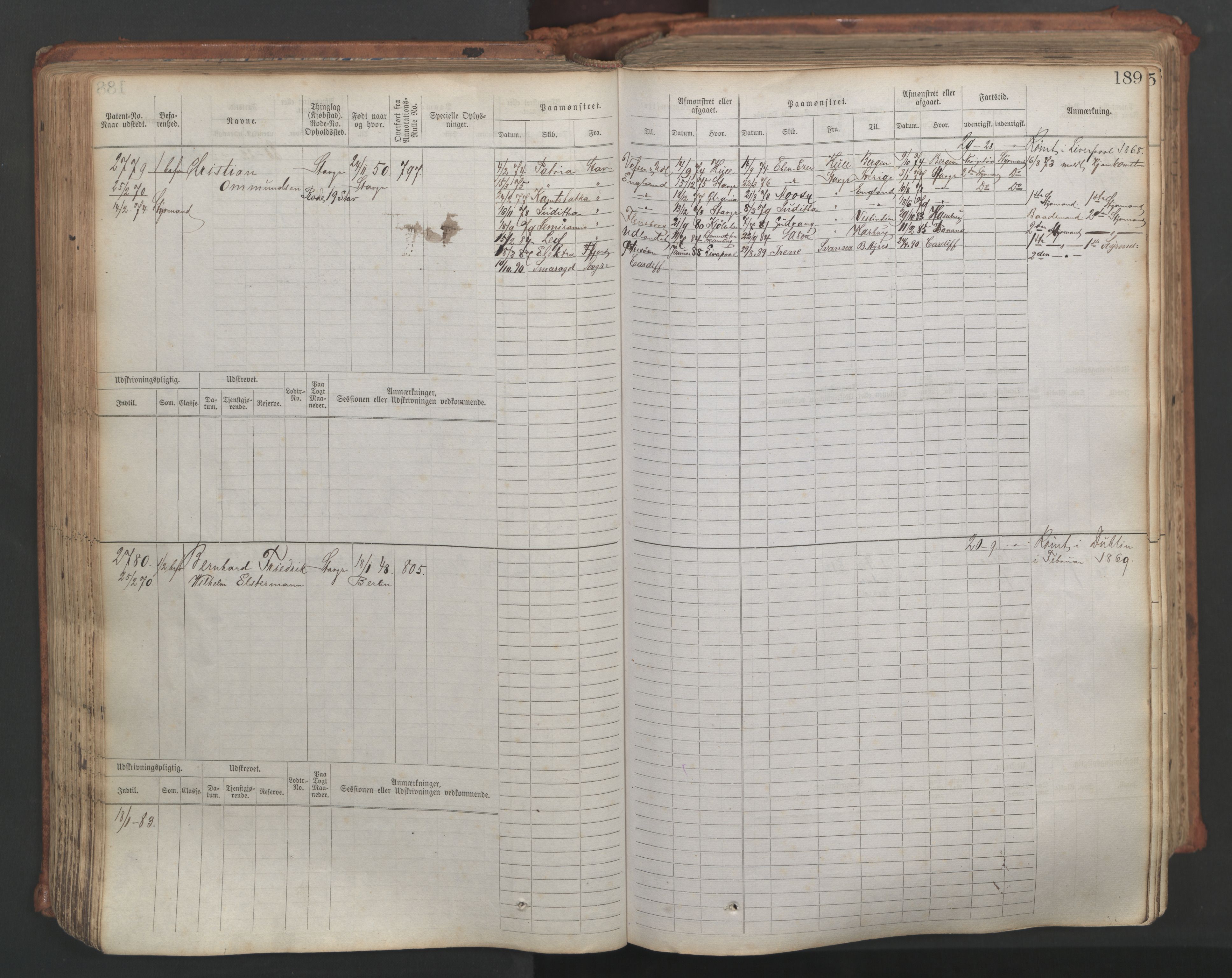 Stavanger sjømannskontor, AV/SAST-A-102006/F/Fb/Fbb/L0007: Sjøfartshovedrulle, patentnr. 2403-3604, 1869-1880, p. 217