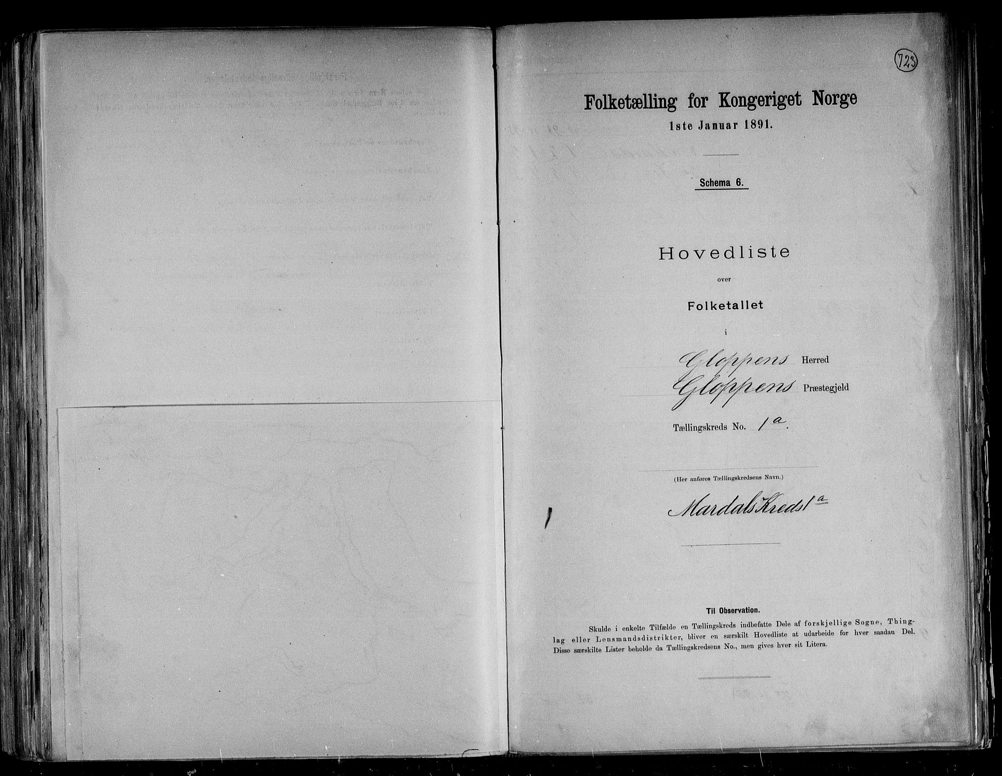 RA, 1891 census for 1445 Gloppen, 1891, p. 5