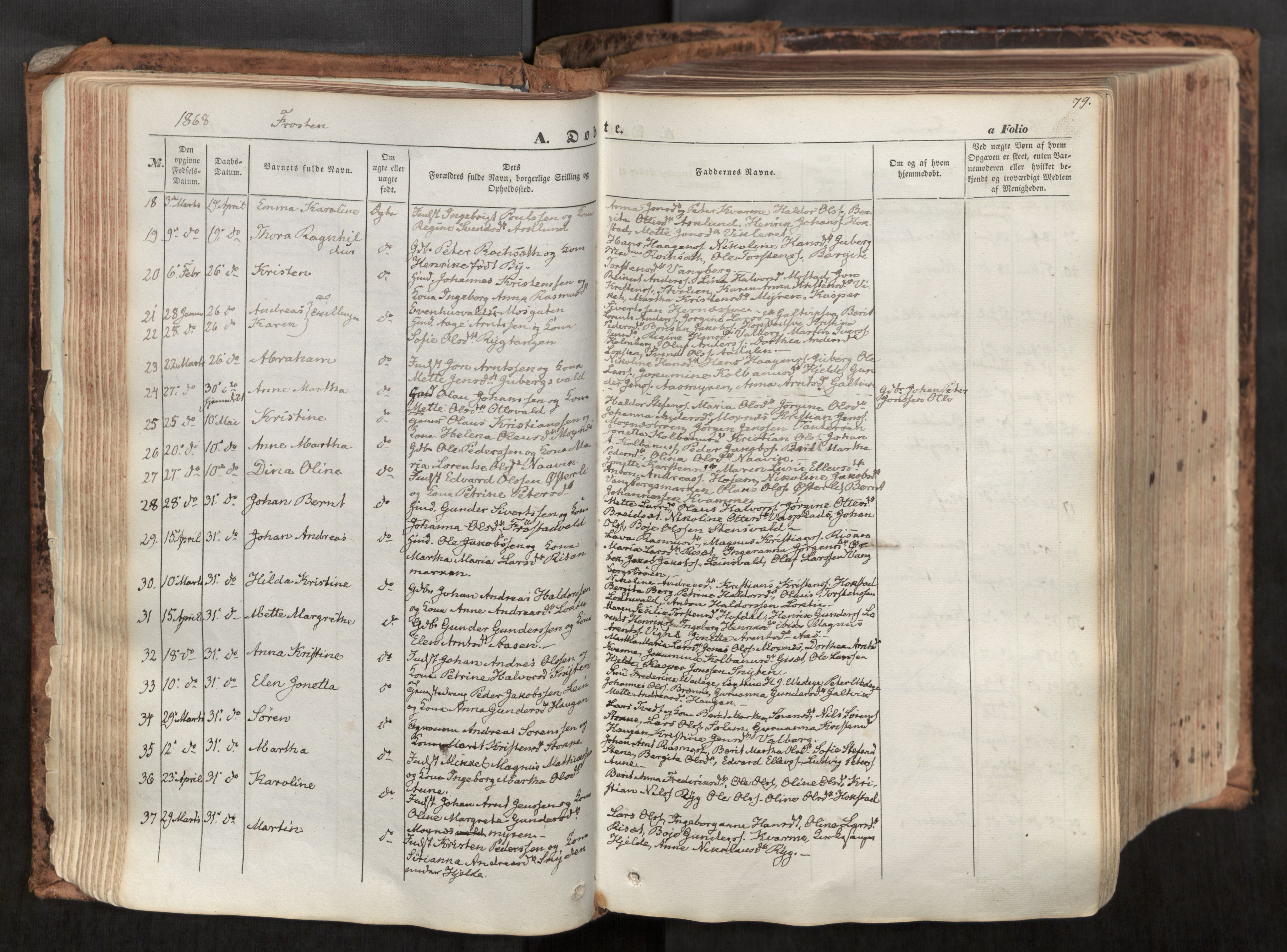 Ministerialprotokoller, klokkerbøker og fødselsregistre - Nord-Trøndelag, SAT/A-1458/713/L0116: Parish register (official) no. 713A07, 1850-1877, p. 79