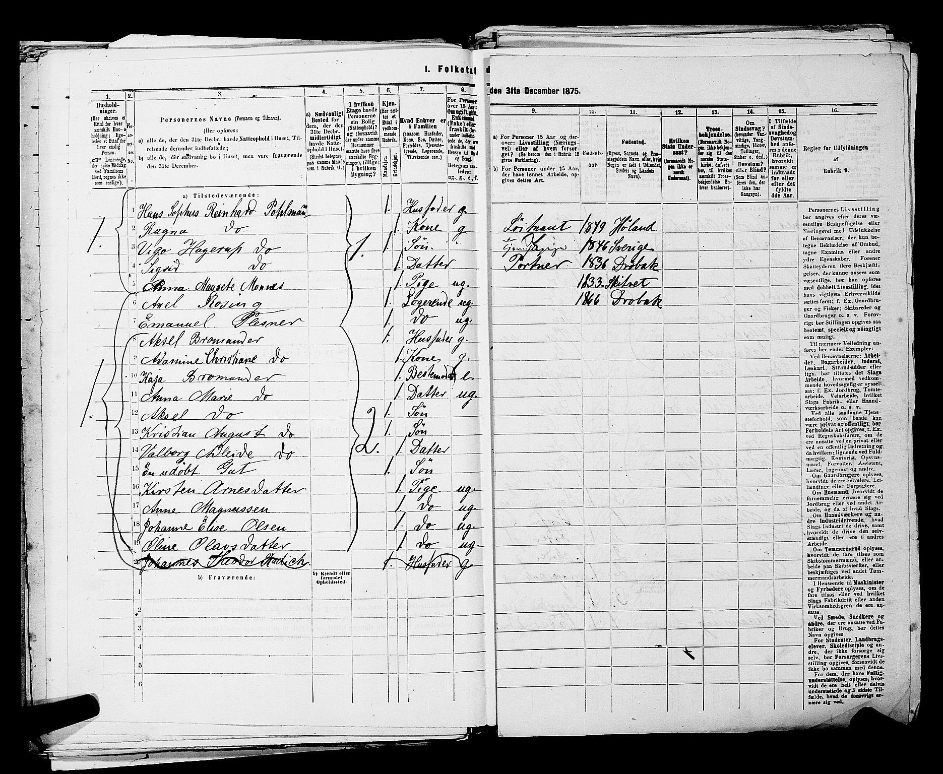 RA, 1875 census for 0301 Kristiania, 1875, p. 1442