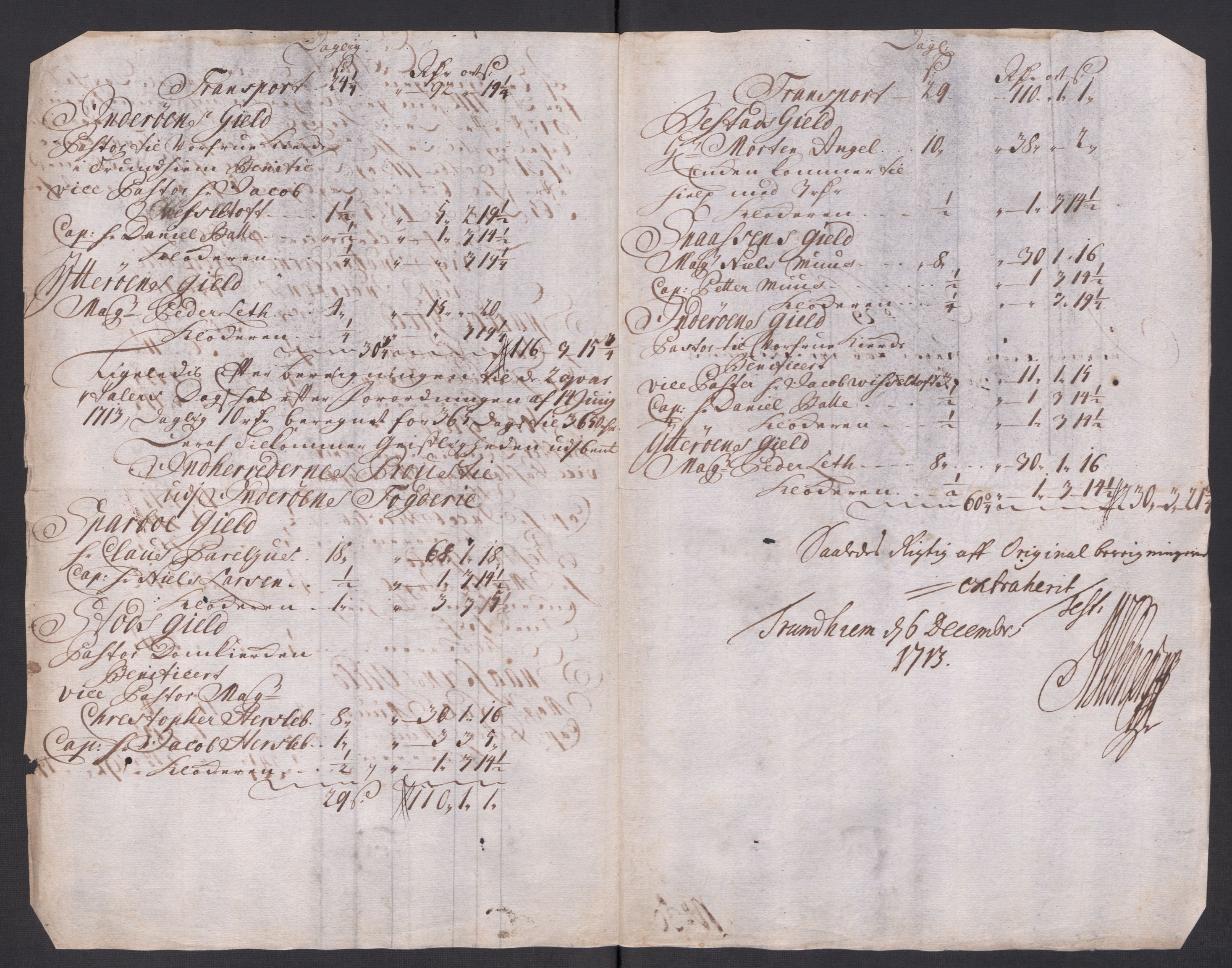 Rentekammeret inntil 1814, Reviderte regnskaper, Fogderegnskap, AV/RA-EA-4092/R63/L4321: Fogderegnskap Inderøy, 1713, p. 273