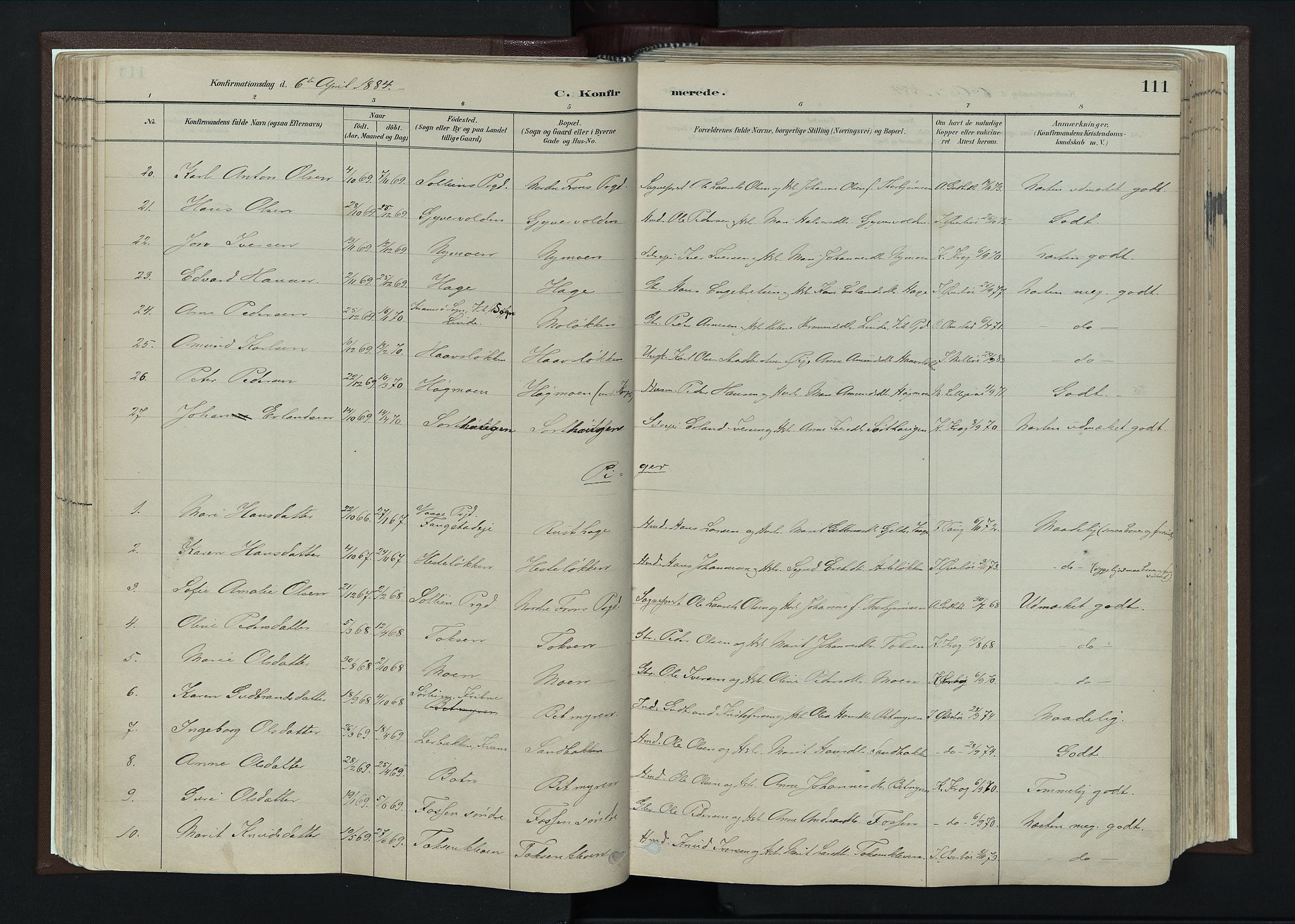 Nord-Fron prestekontor, AV/SAH-PREST-080/H/Ha/Haa/L0004: Parish register (official) no. 4, 1884-1914, p. 111