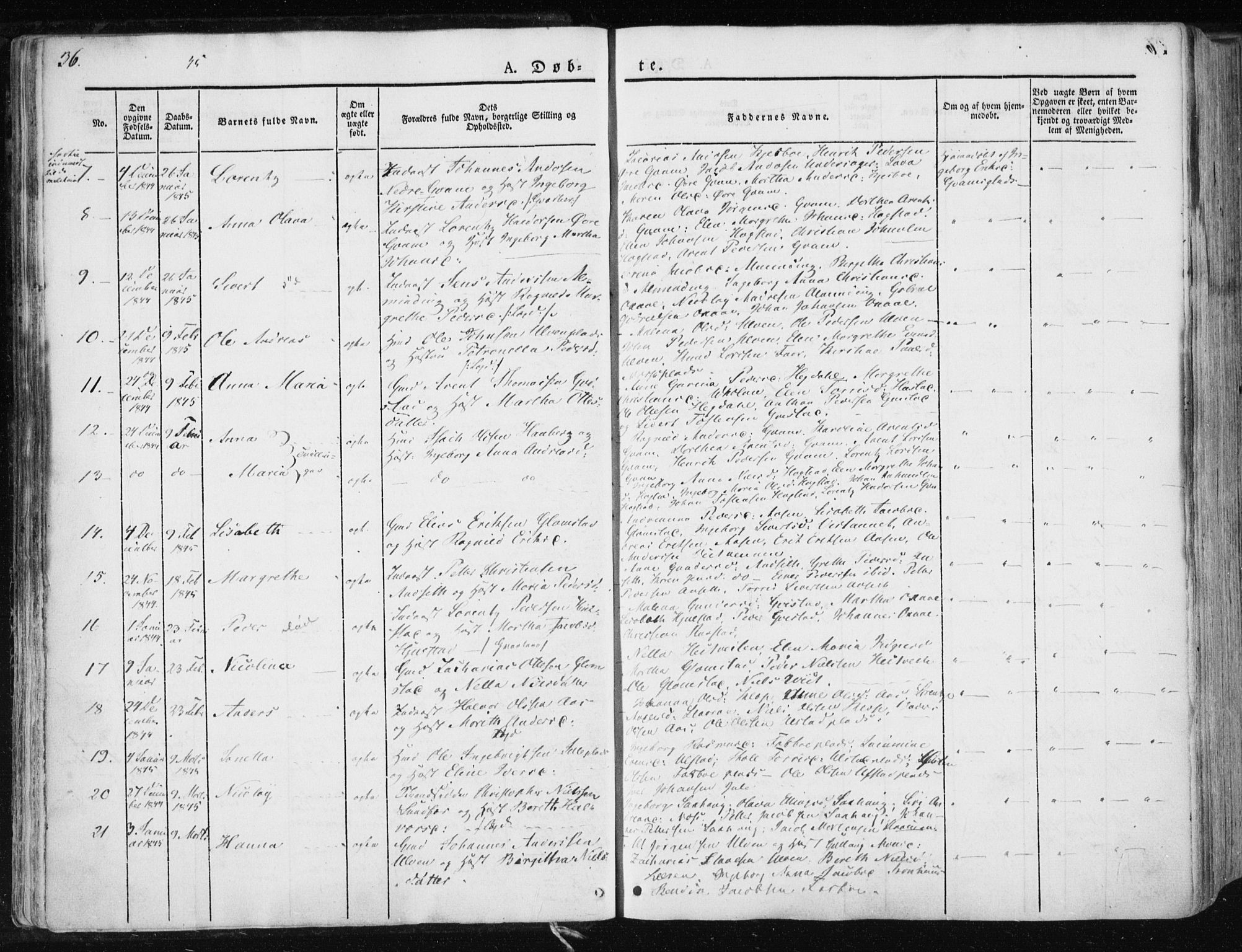 Ministerialprotokoller, klokkerbøker og fødselsregistre - Nord-Trøndelag, SAT/A-1458/730/L0280: Parish register (official) no. 730A07 /1, 1840-1854, p. 36
