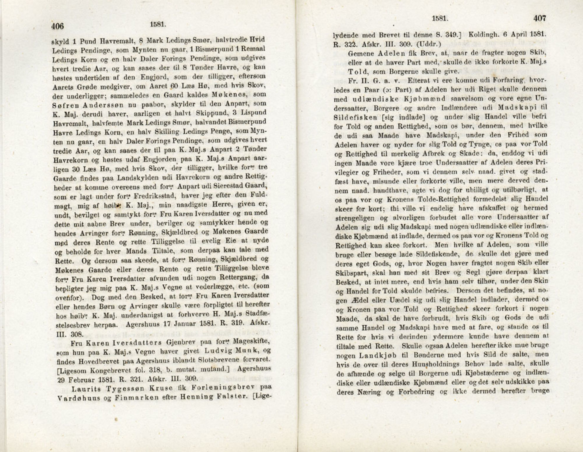 Publikasjoner utgitt av Det Norske Historiske Kildeskriftfond, PUBL/-/-/-: Norske Rigs-Registranter, bind 2, 1572-1588, p. 406-407