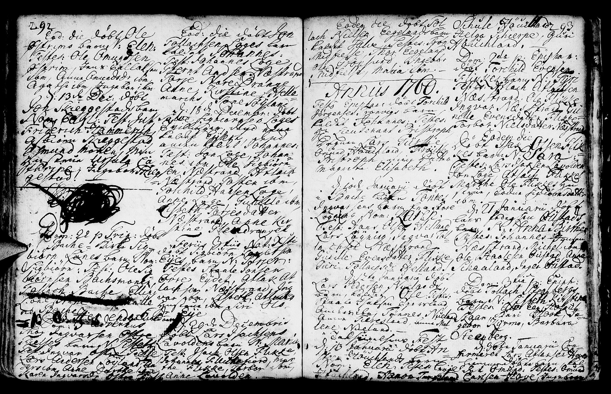 Lund sokneprestkontor, AV/SAST-A-101809/S06/L0002: Parish register (official) no. A 2, 1738-1760, p. 292-293