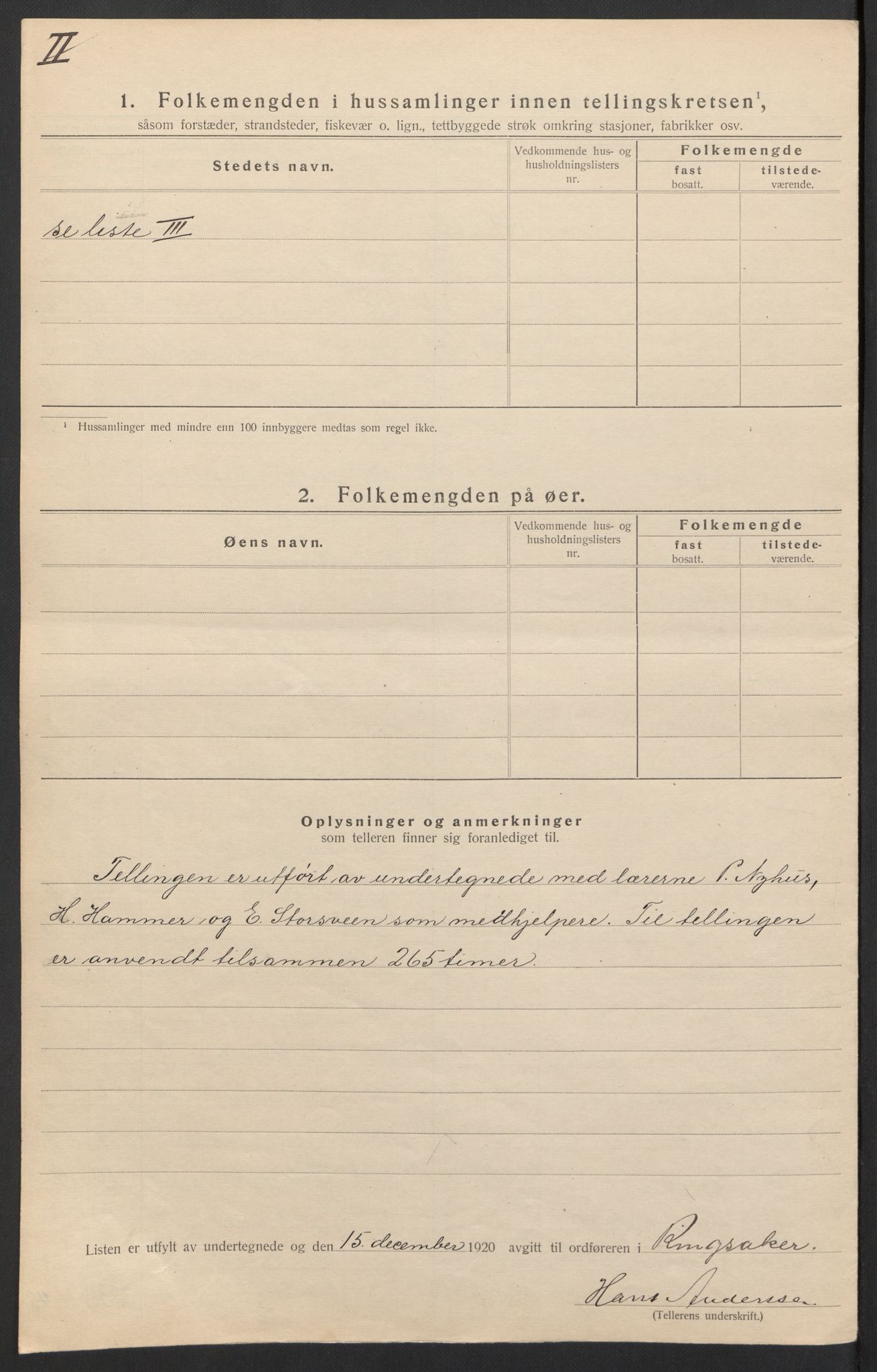 SAH, 1920 census for Ringsaker, 1920, p. 44