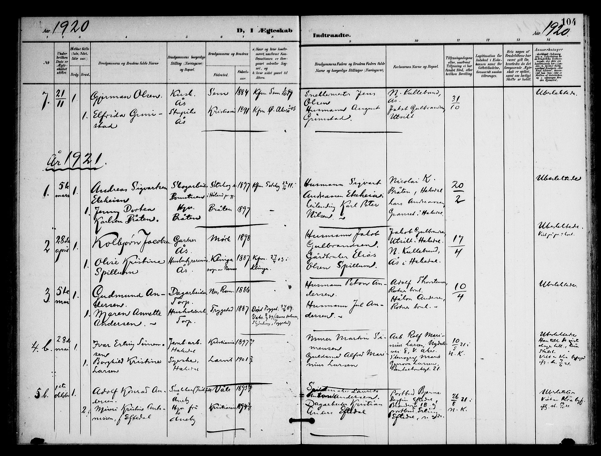 Nittedal prestekontor Kirkebøker, AV/SAO-A-10365a/F/Fb/L0002: Parish register (official) no. II 2, 1902-1921, p. 104