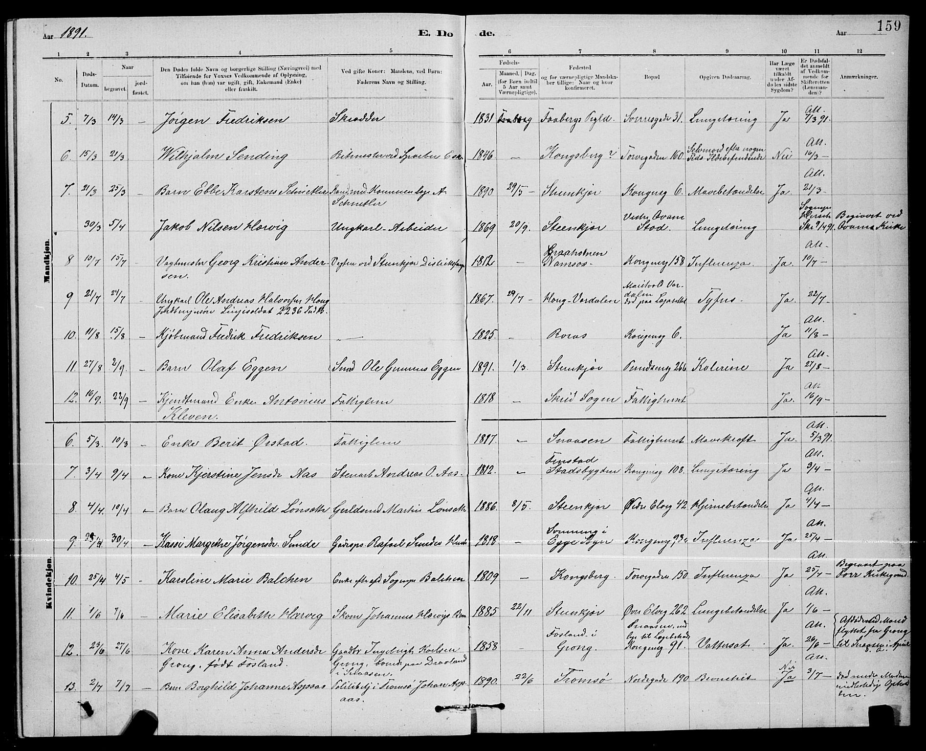 Ministerialprotokoller, klokkerbøker og fødselsregistre - Nord-Trøndelag, SAT/A-1458/739/L0374: Parish register (copy) no. 739C02, 1883-1898, p. 159