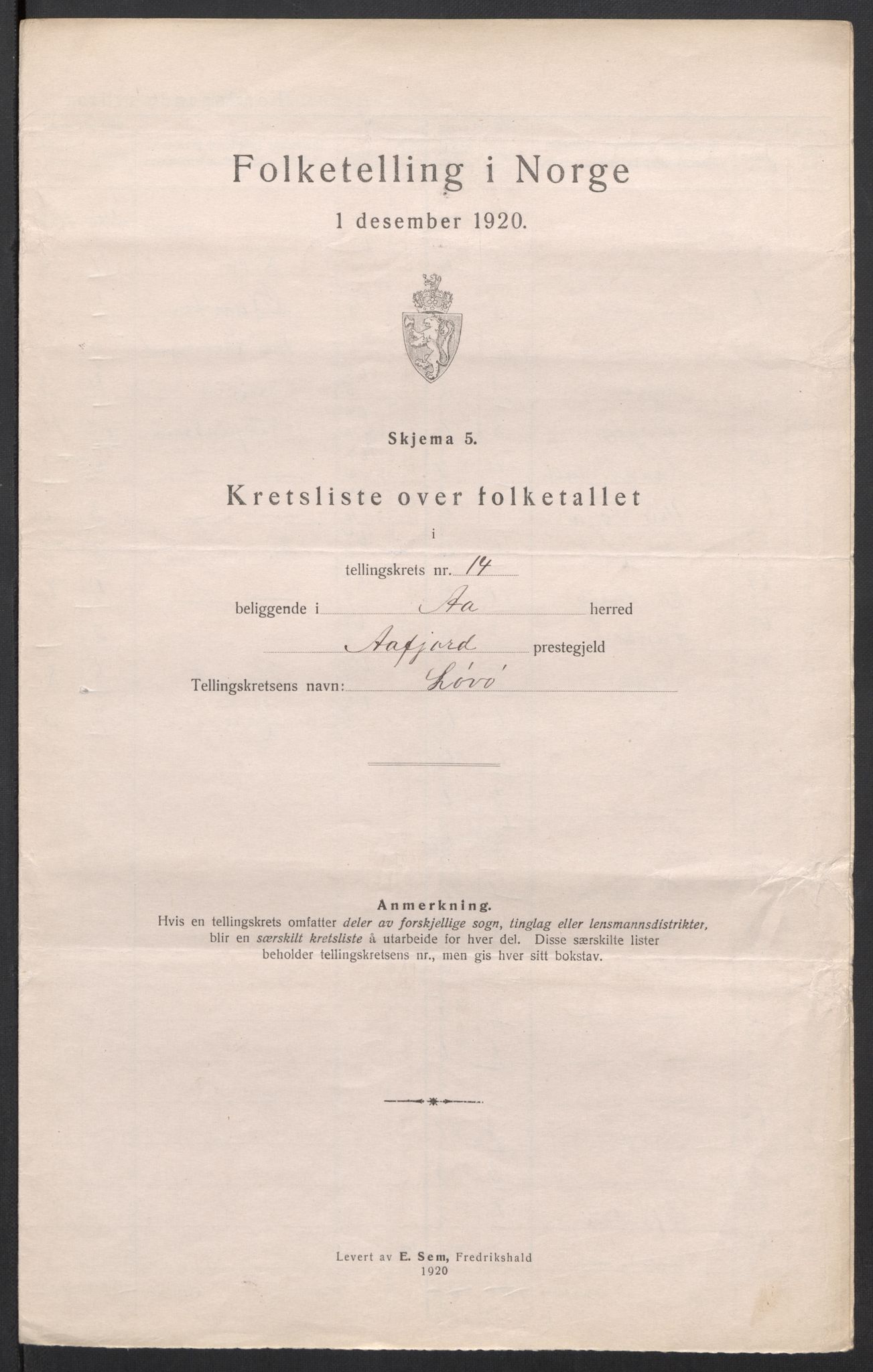 SAT, 1920 census for Å, 1920, p. 47