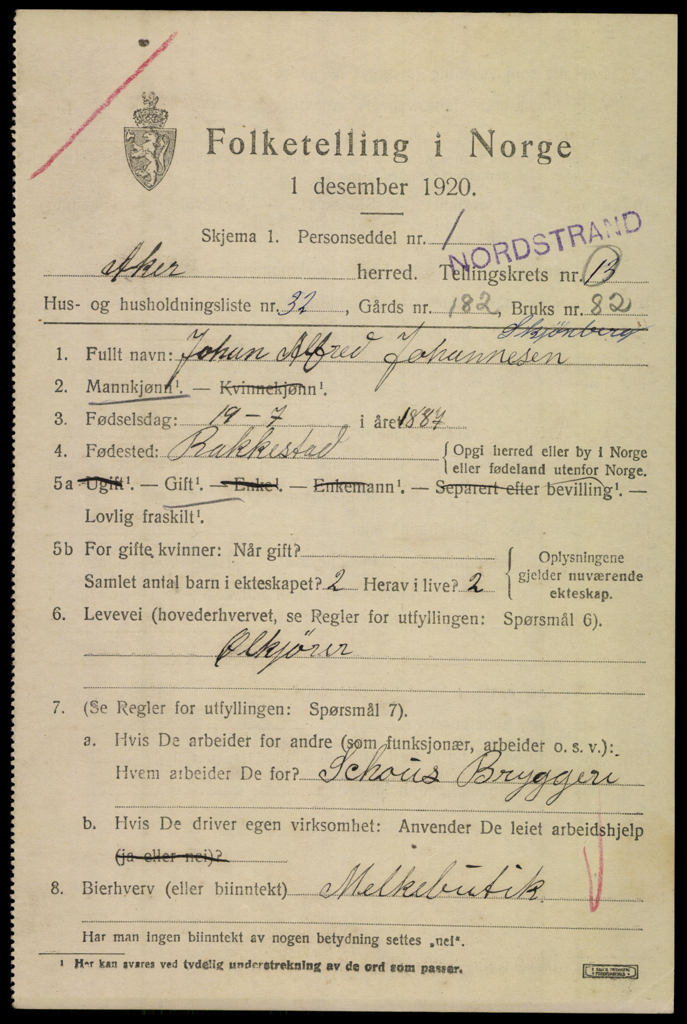 SAO, 1920 census for Aker, 1920, p. 77848