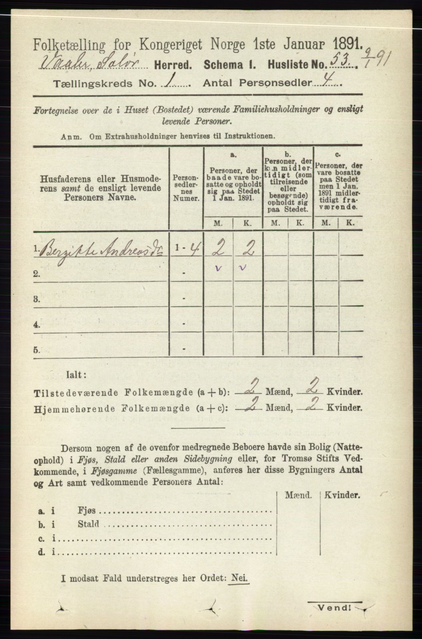 RA, 1891 census for 0426 Våler, 1891, p. 78