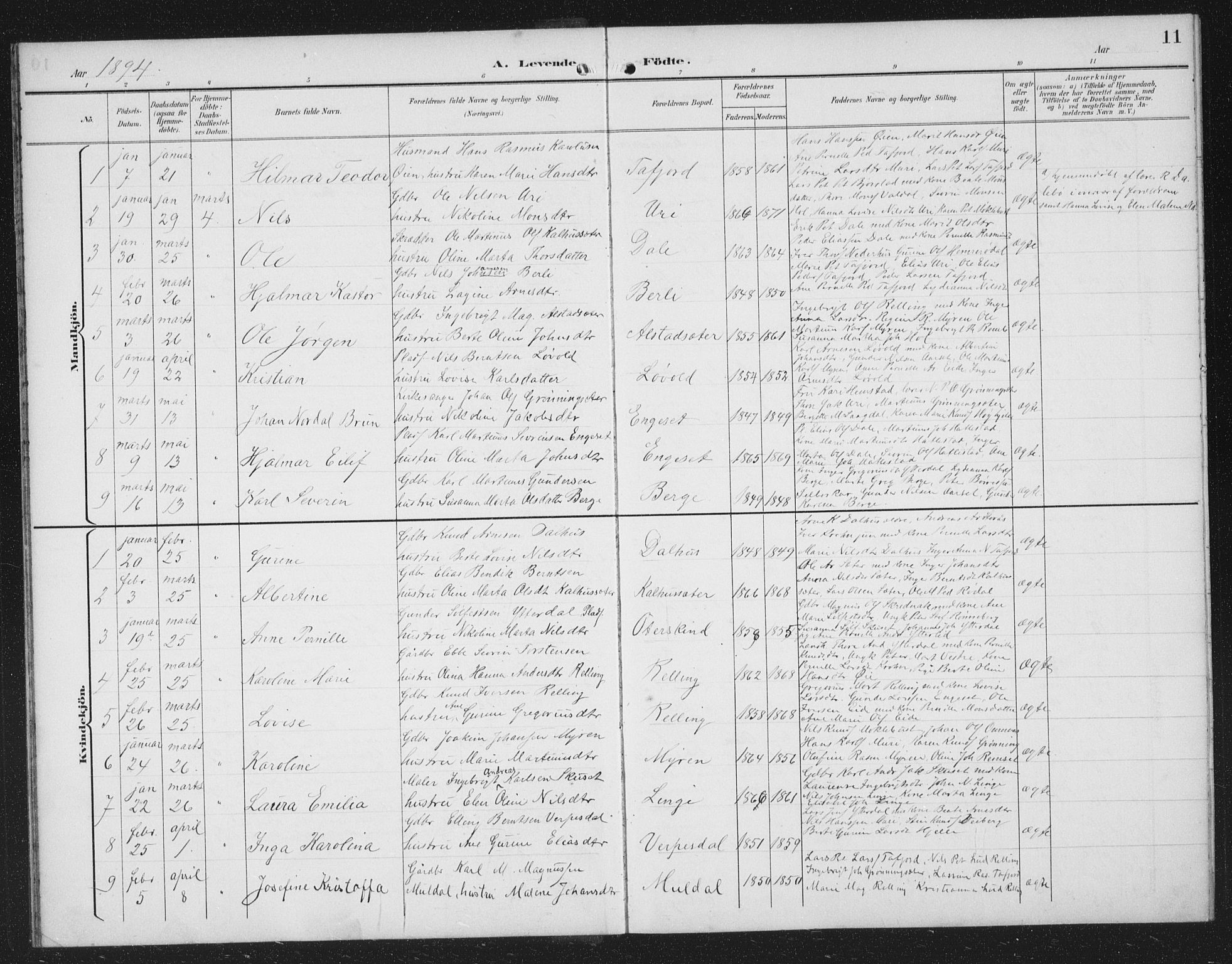 Ministerialprotokoller, klokkerbøker og fødselsregistre - Møre og Romsdal, SAT/A-1454/519/L0264: Parish register (copy) no. 519C05, 1892-1910, p. 11