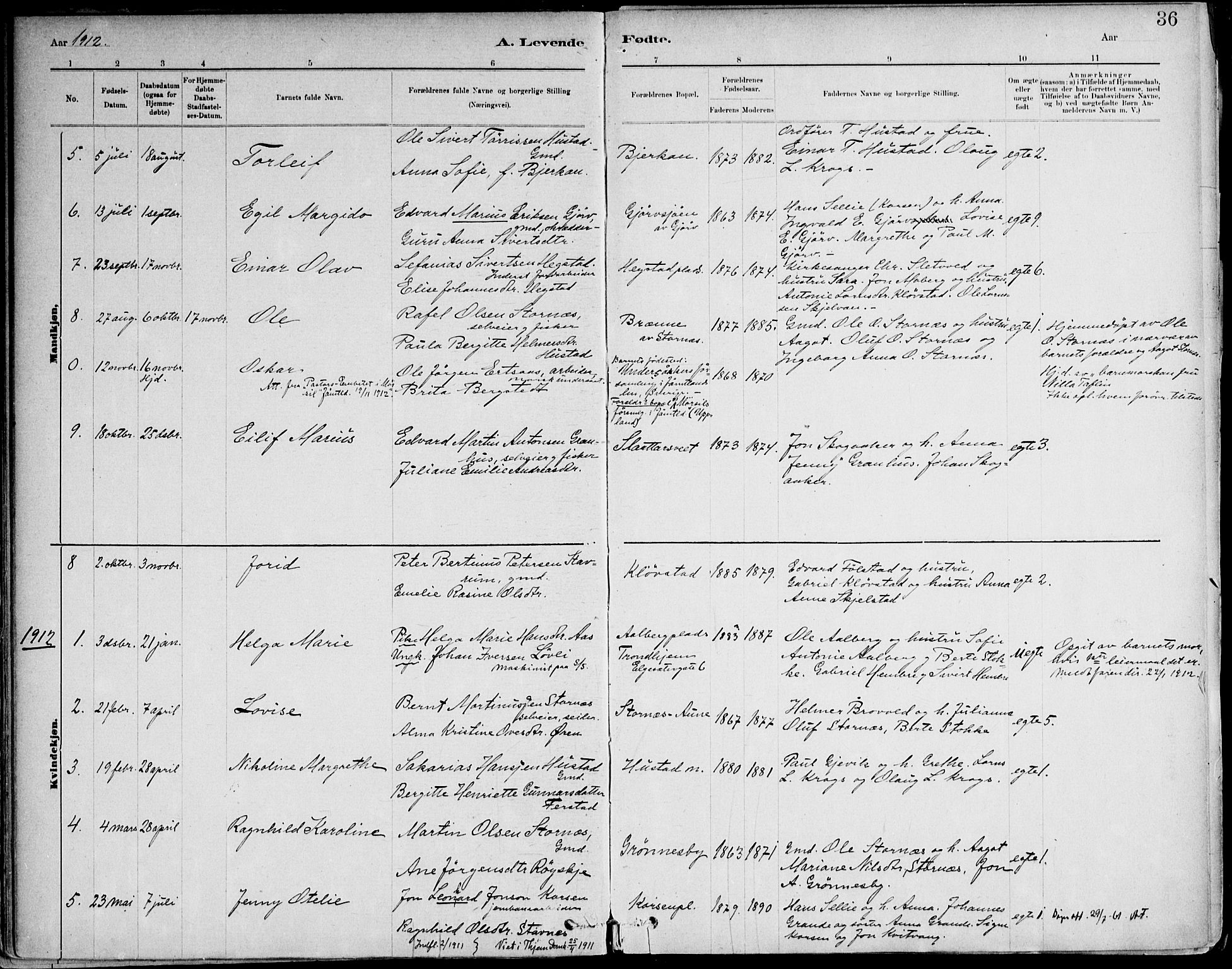 Ministerialprotokoller, klokkerbøker og fødselsregistre - Nord-Trøndelag, SAT/A-1458/732/L0316: Parish register (official) no. 732A01, 1879-1921, p. 36